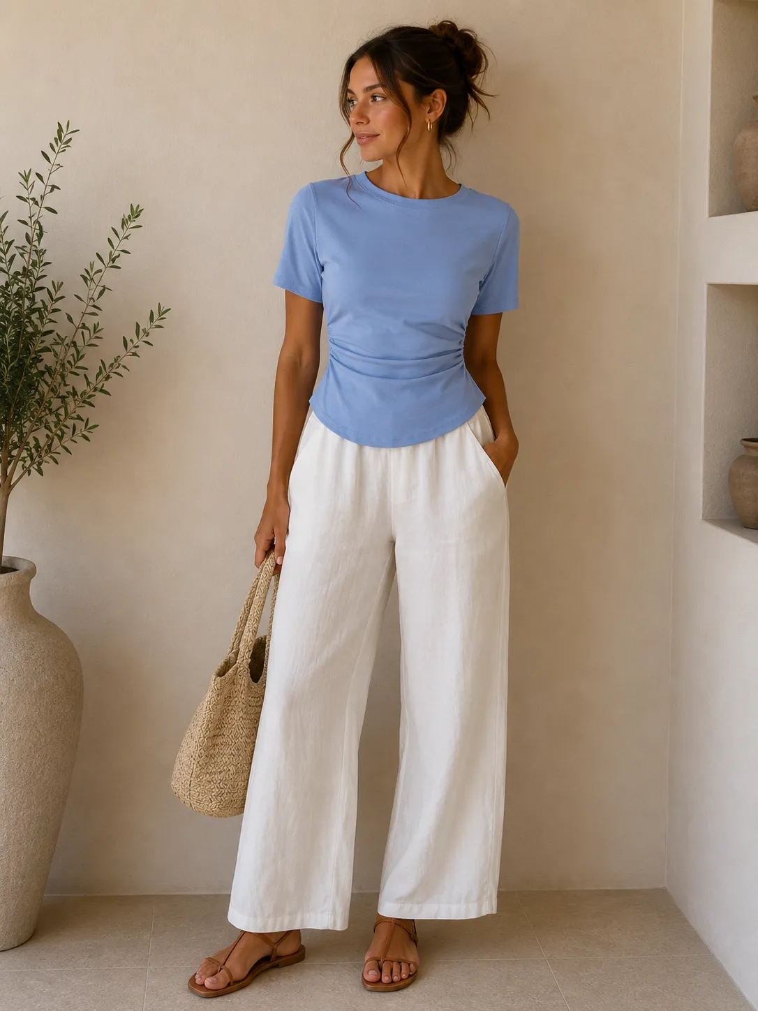 Cinched Side Structured Stretch Top