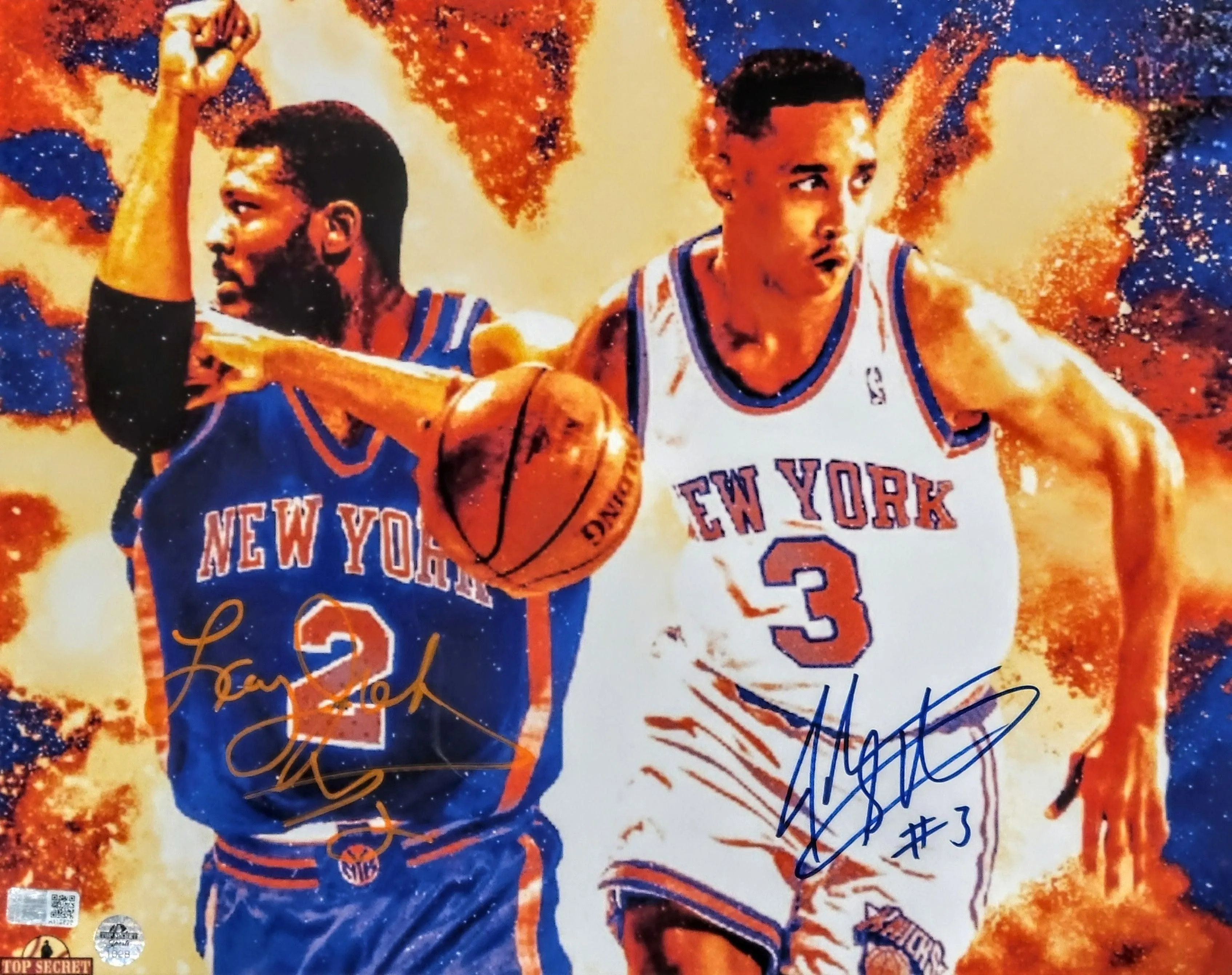 John Starks & Larry Johnson NY Knicks Dual Signed 11x14