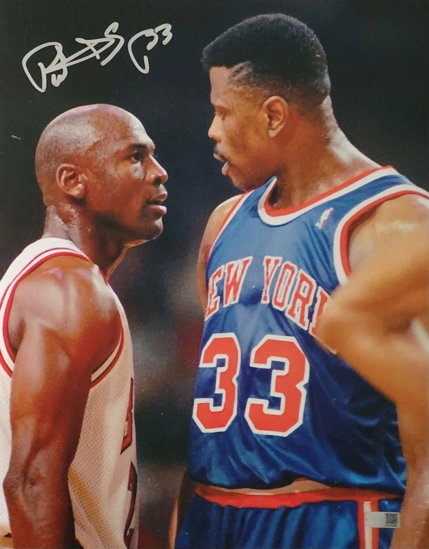 Patrick Ewing NY Knicks Auto/Signed 11x14 with Michael Jordan - NBA