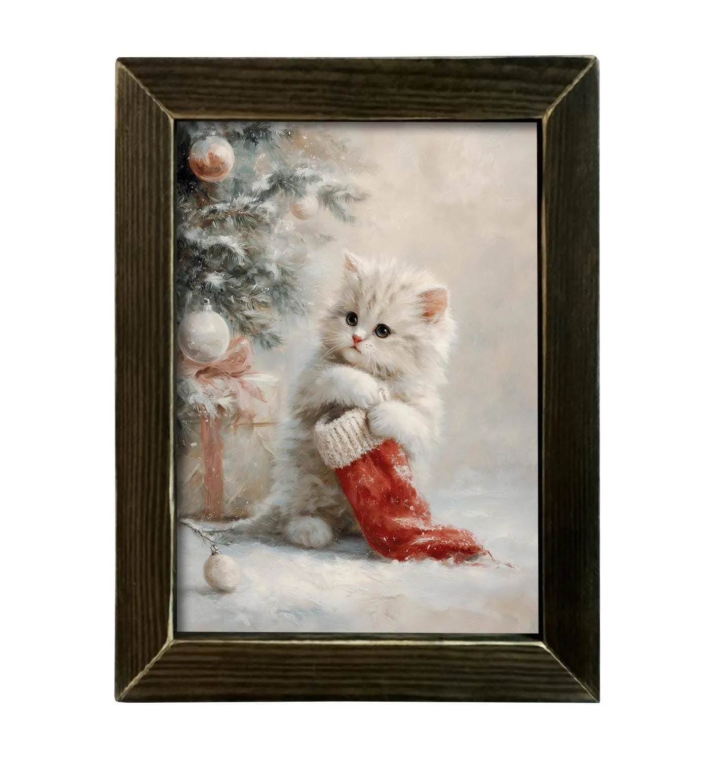 HMK1705L WHITE CHRISTMAS KITTEN: Brown