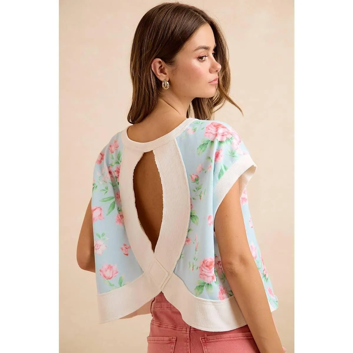 Floral Open Back Top