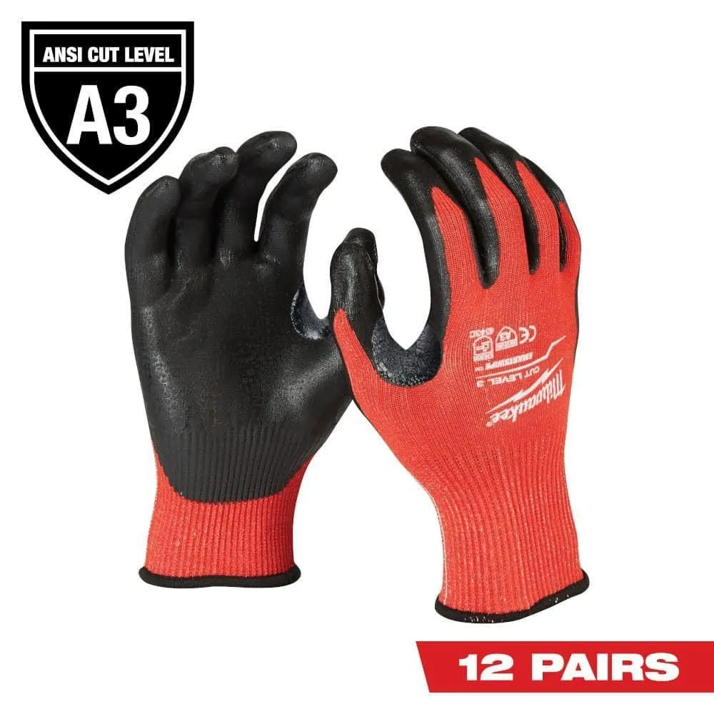SMALL Red Nitrile Level 3 Cut Resistant Dipped Work Gloves (12-Pack)