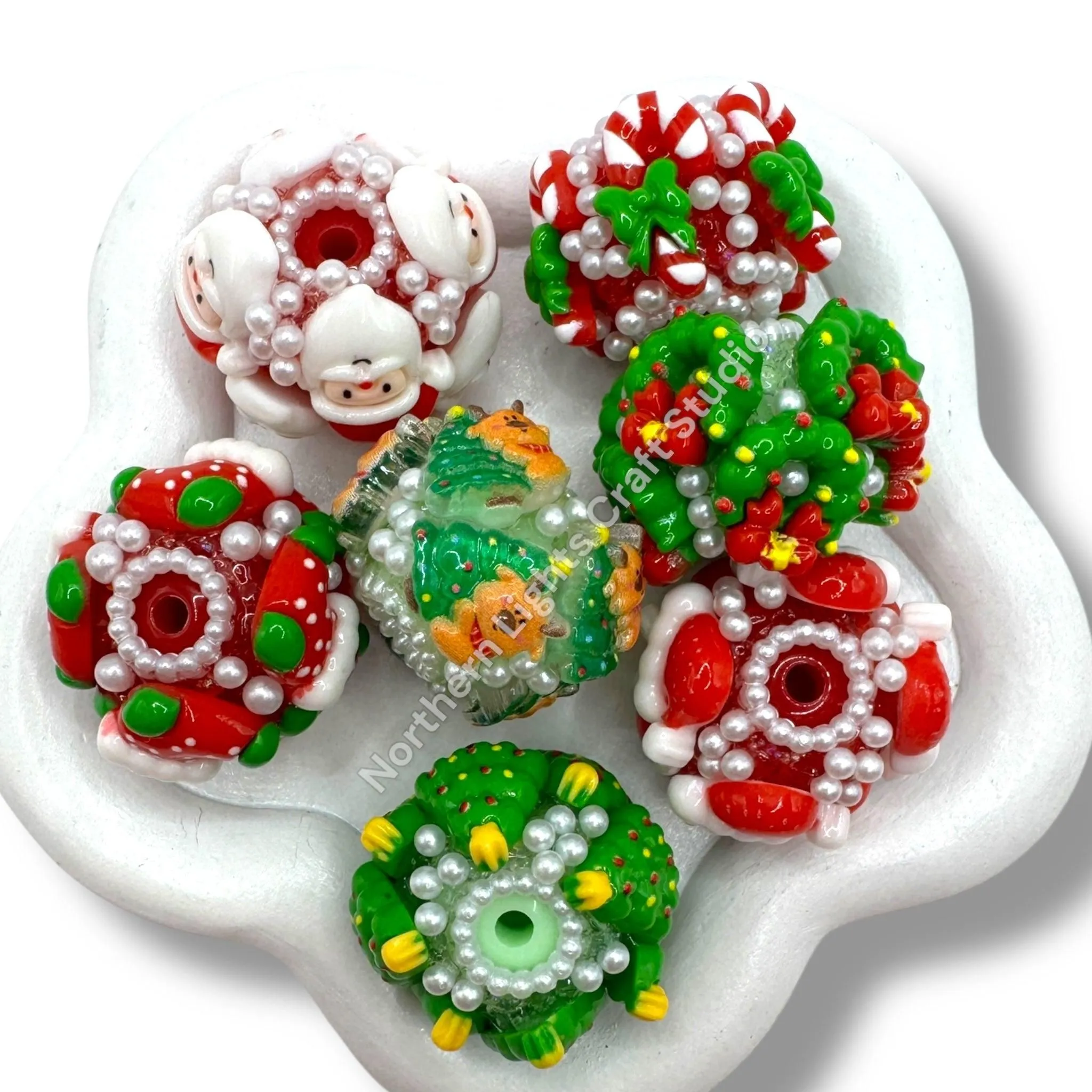 Acrylic Charm Christmas Sugar Beads 20mm - 3 pcs.