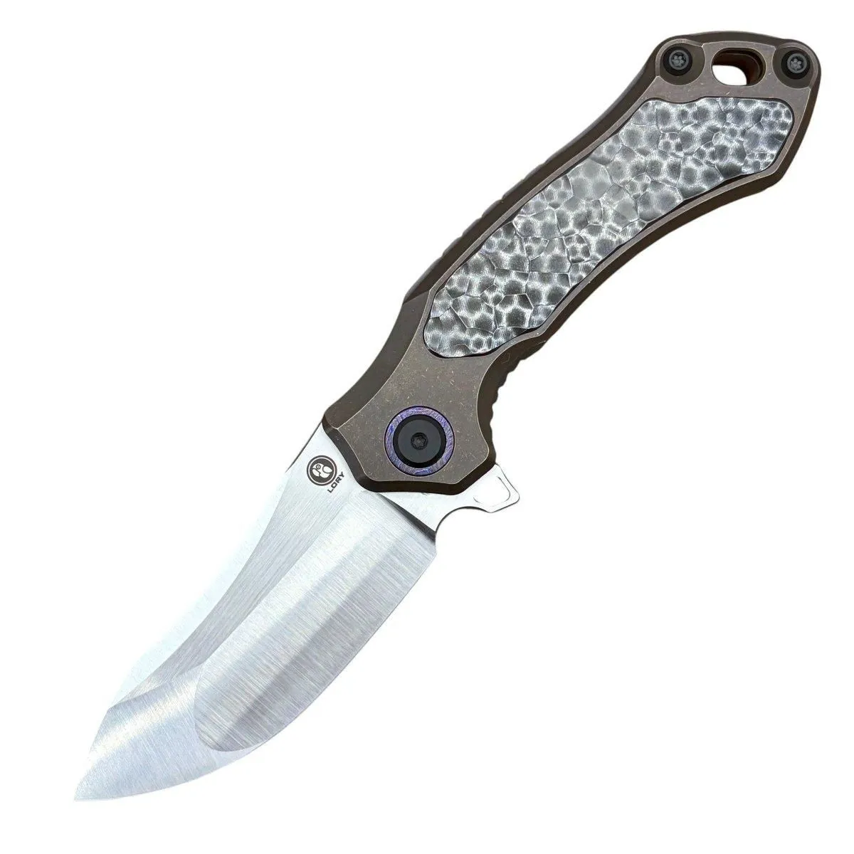 Meteor Lory Folding Knife – M390 Satin Blade & Bronze Titanium Zirconium Handle