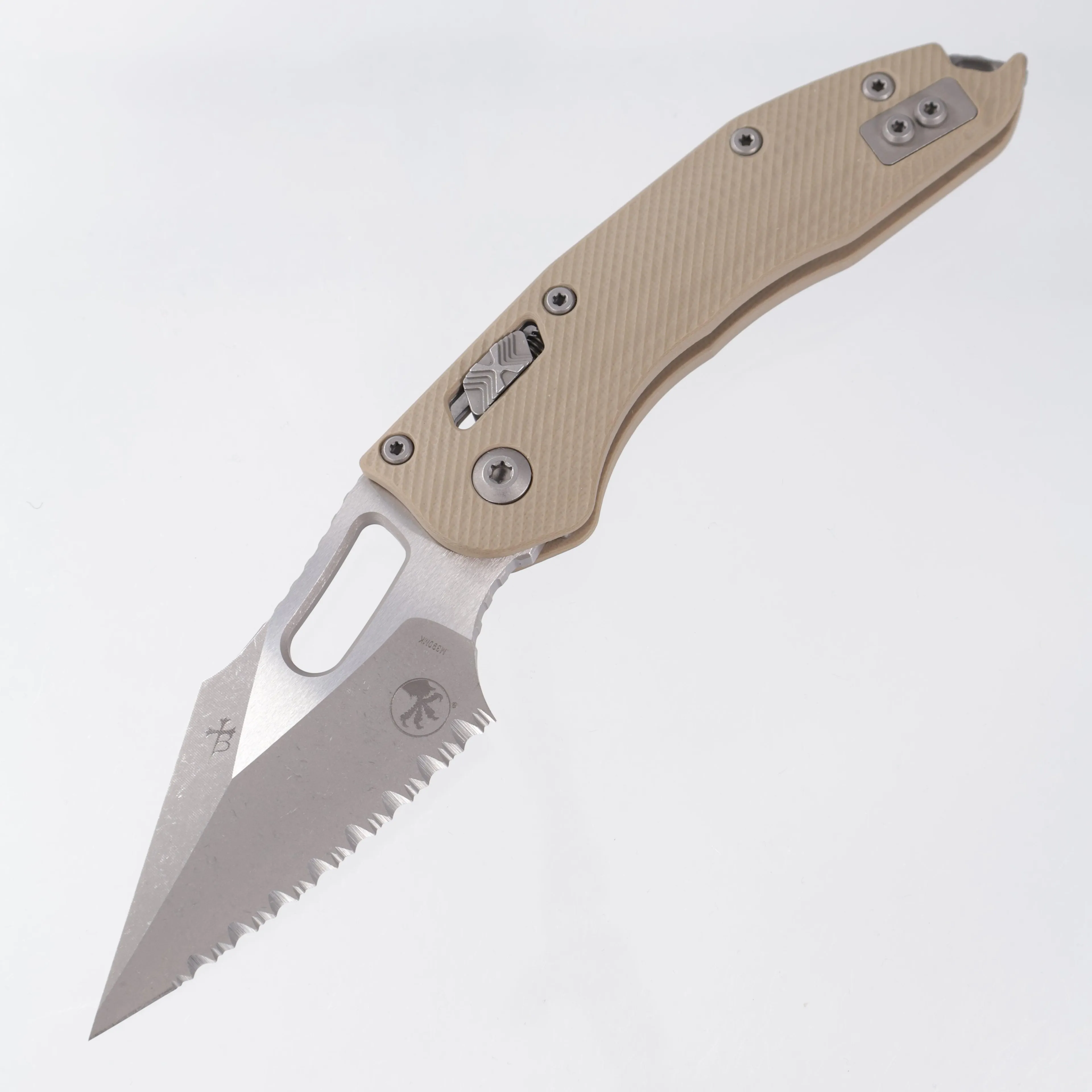 Microtech Stitch Ram-Lok - Tan Fluted G10 - Apocalyptic Full Serrate M390MK - 169RL-12 APFLGTTA