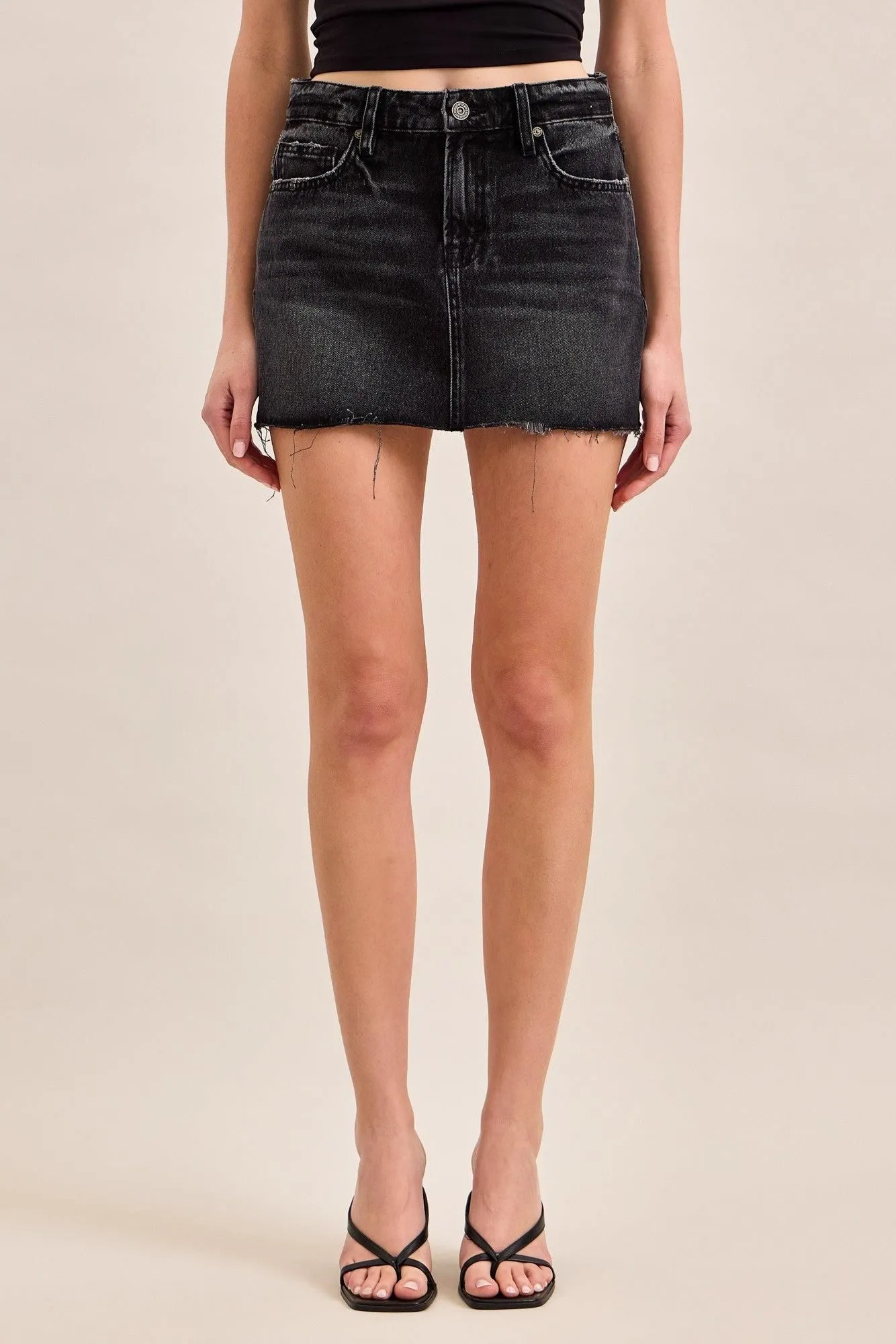 Hidden Raw Hem Cotton Micro Mini Skirt