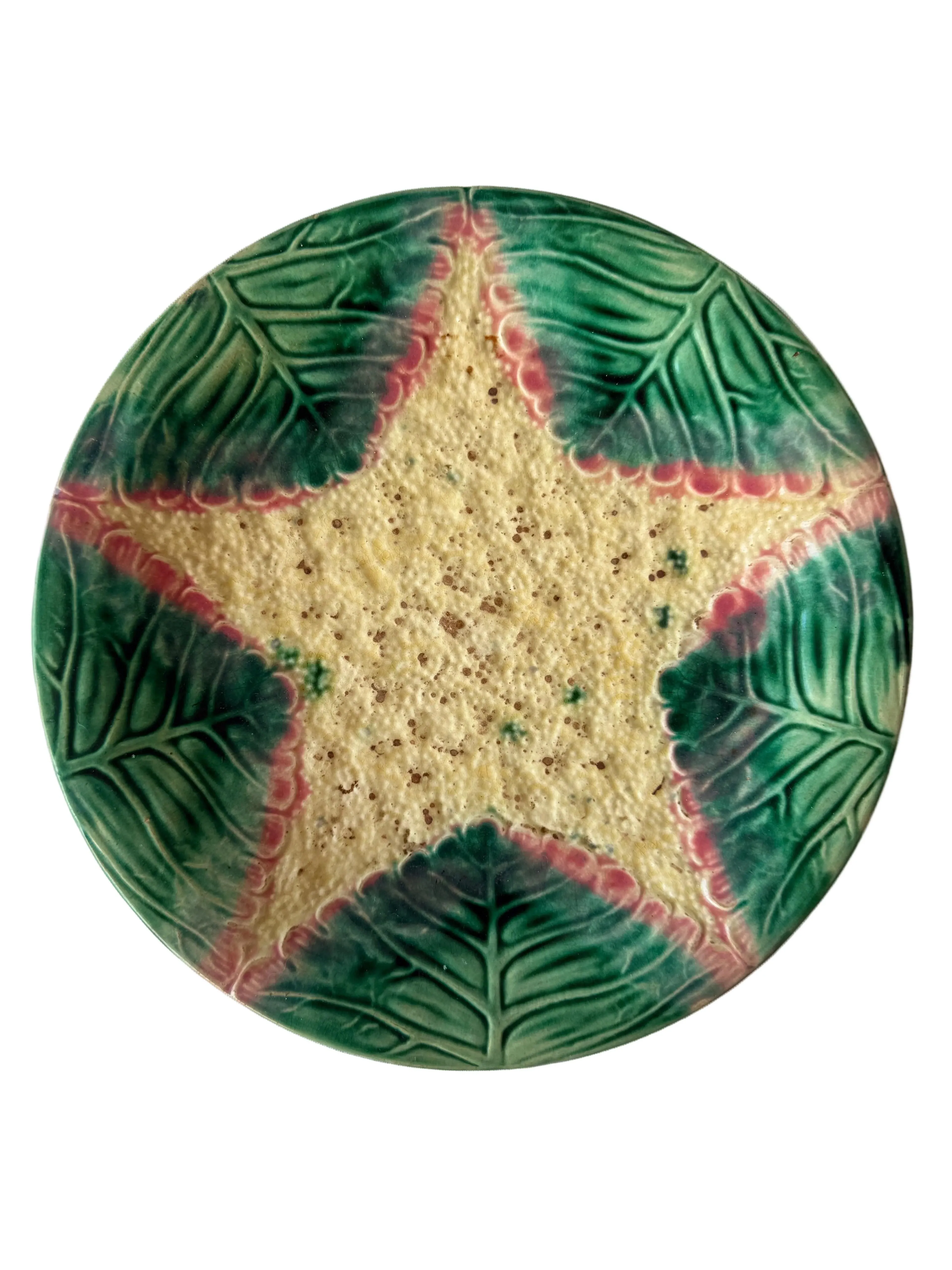 Etruscan Griffin Smith Majolica Star Plate, 9”