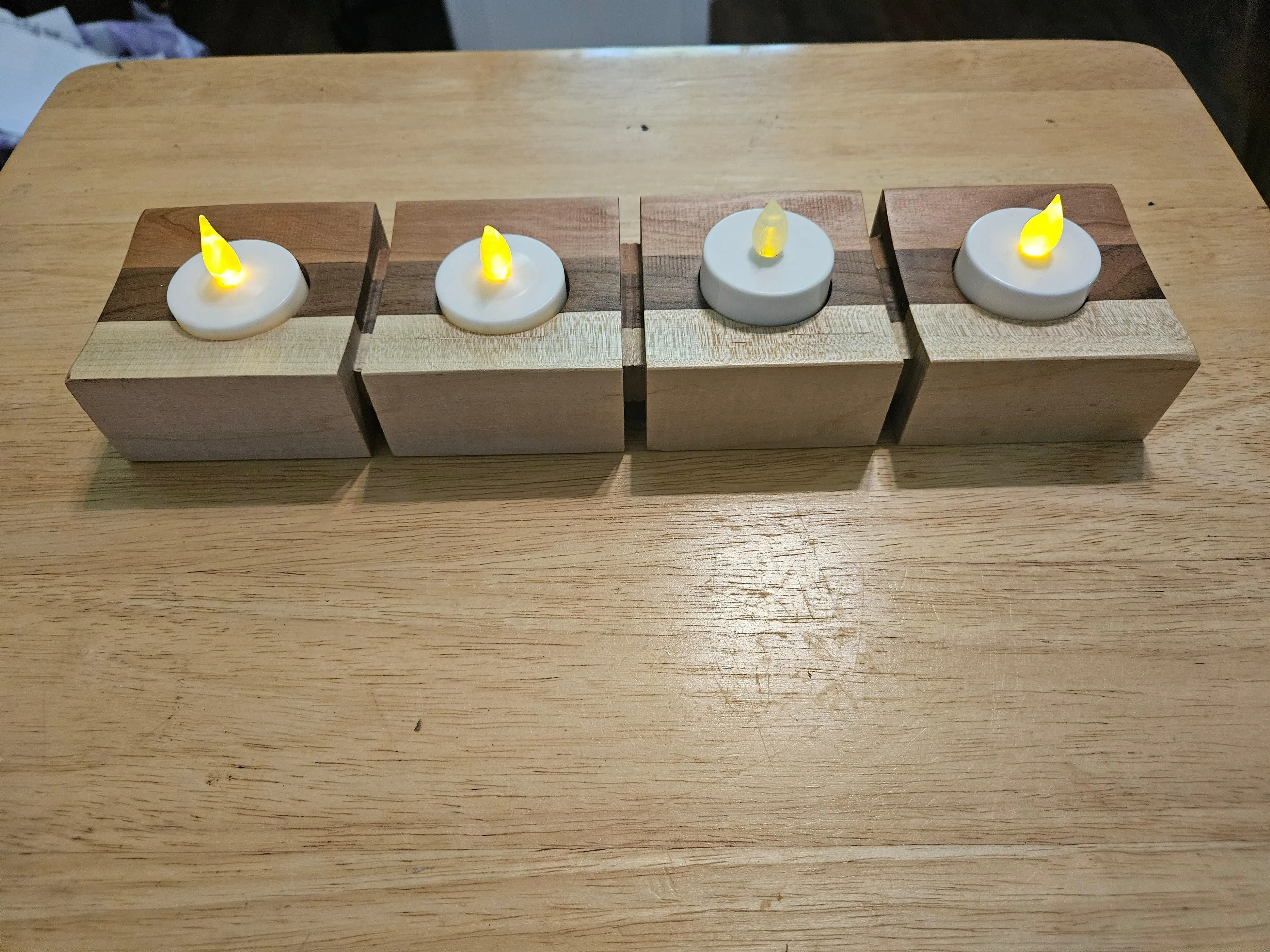 Candle Holder 4 lite made w/ Maple, Walnut and Cherry