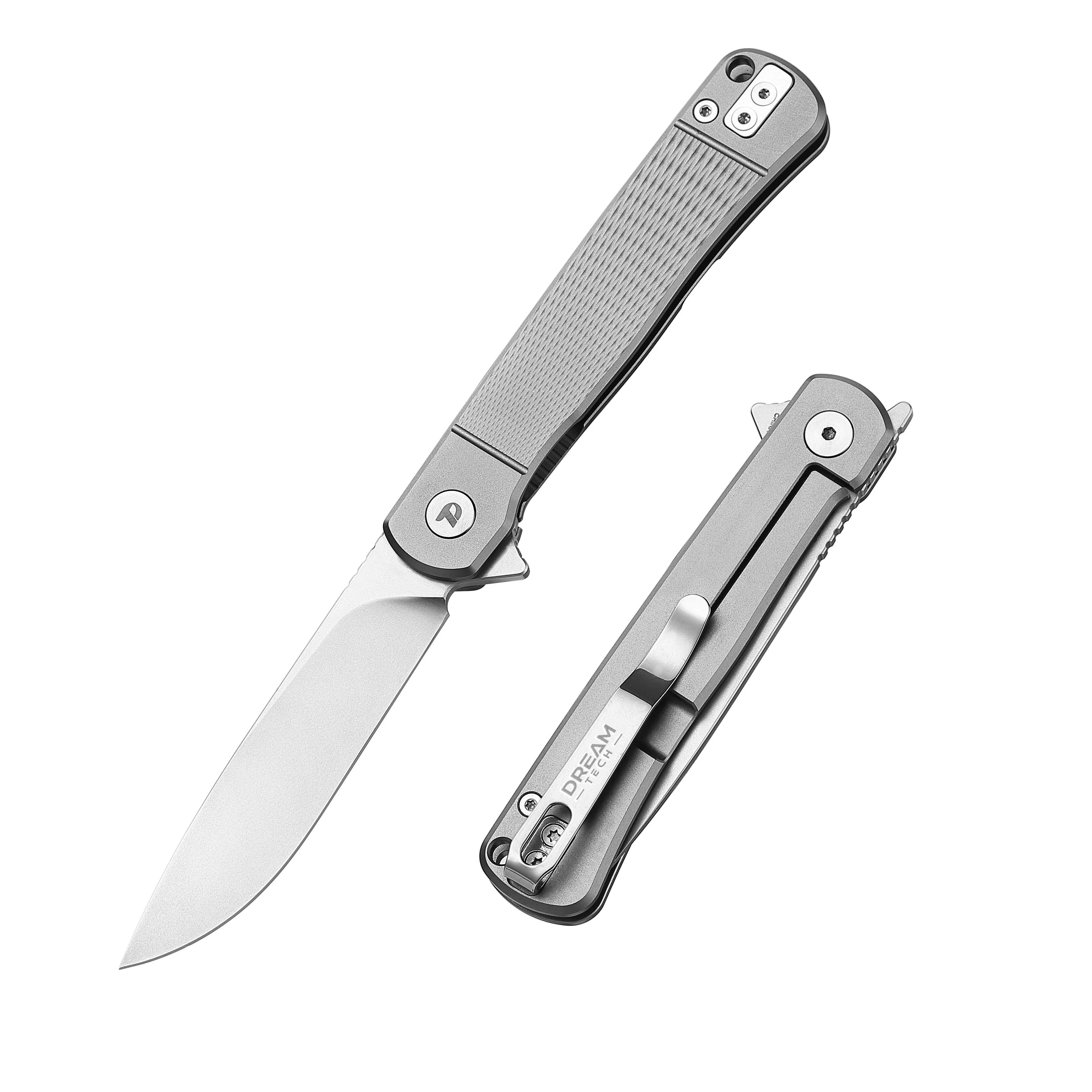 DreamTech D4369VG – 4.06″ VG10 Folding Knife, Gray Titanium Handle, Liner Lock
