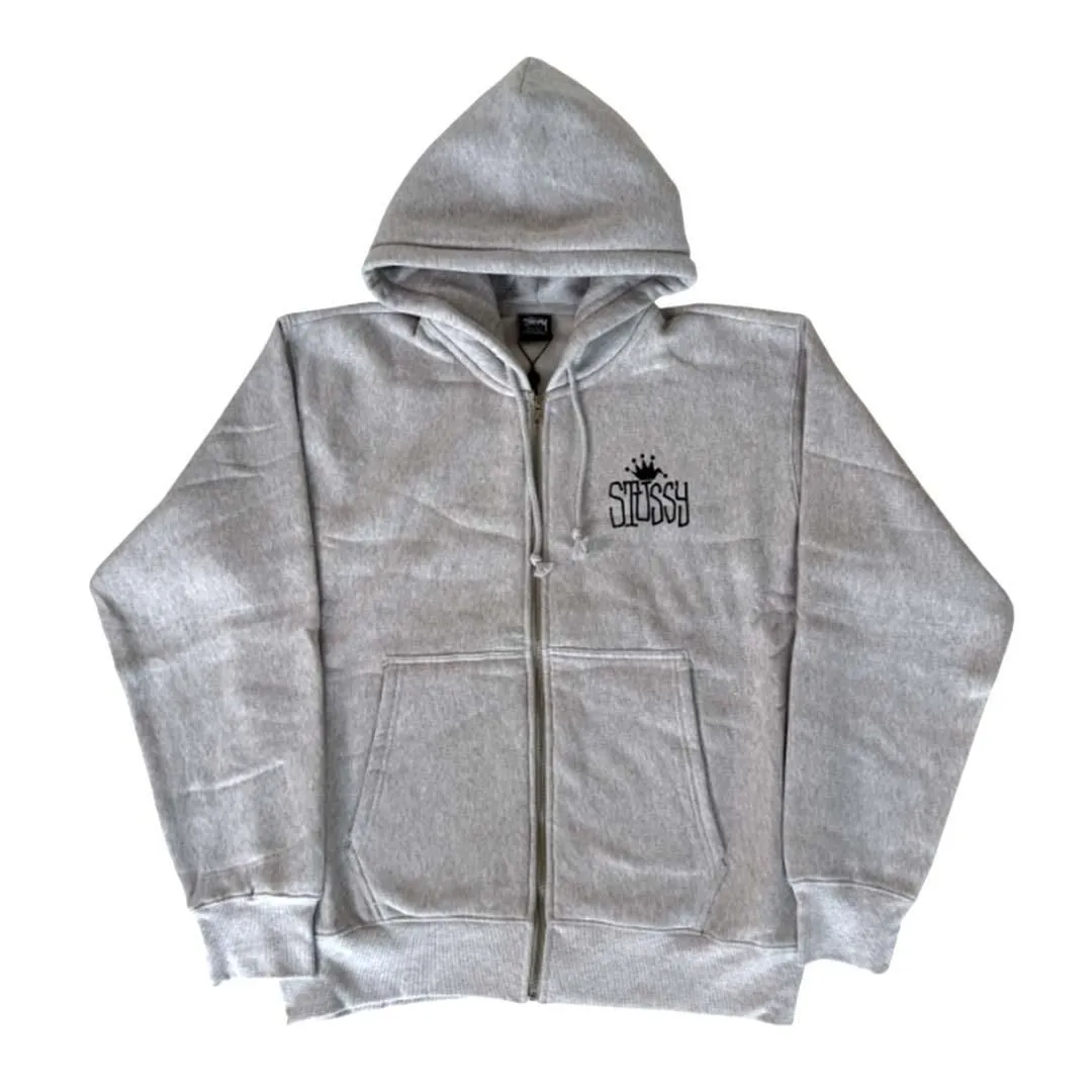 Stussy Ash Heather Grey Crown International Zip Up Hoodie