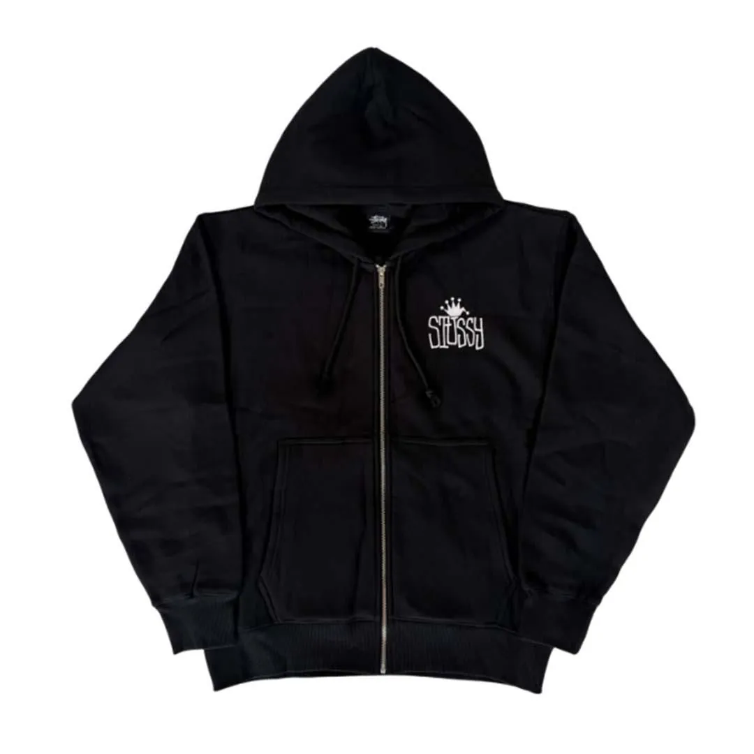 Stussy Black Crown International Zip Up Hoodie