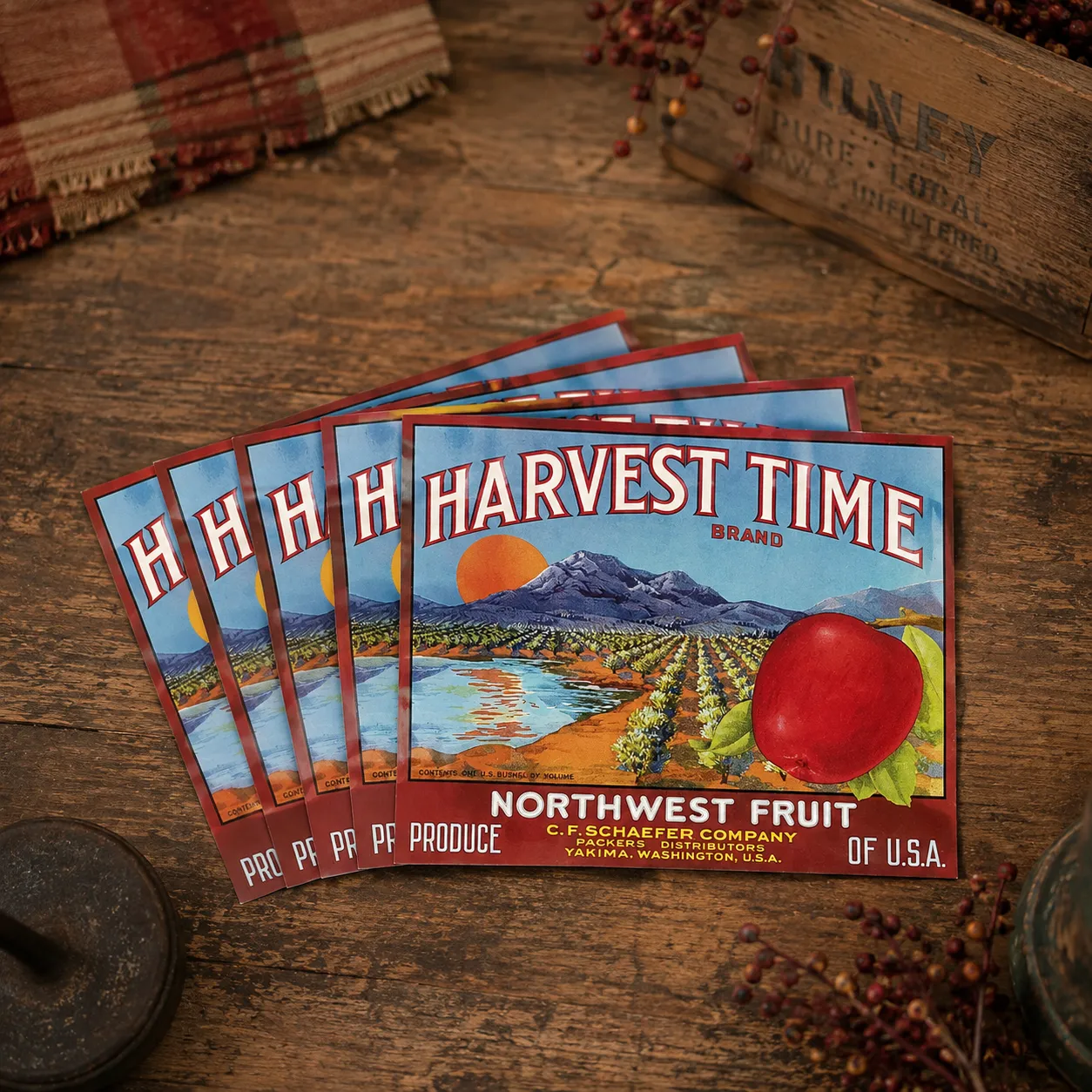 Vintage Harvest Time Fruit Crate Labels