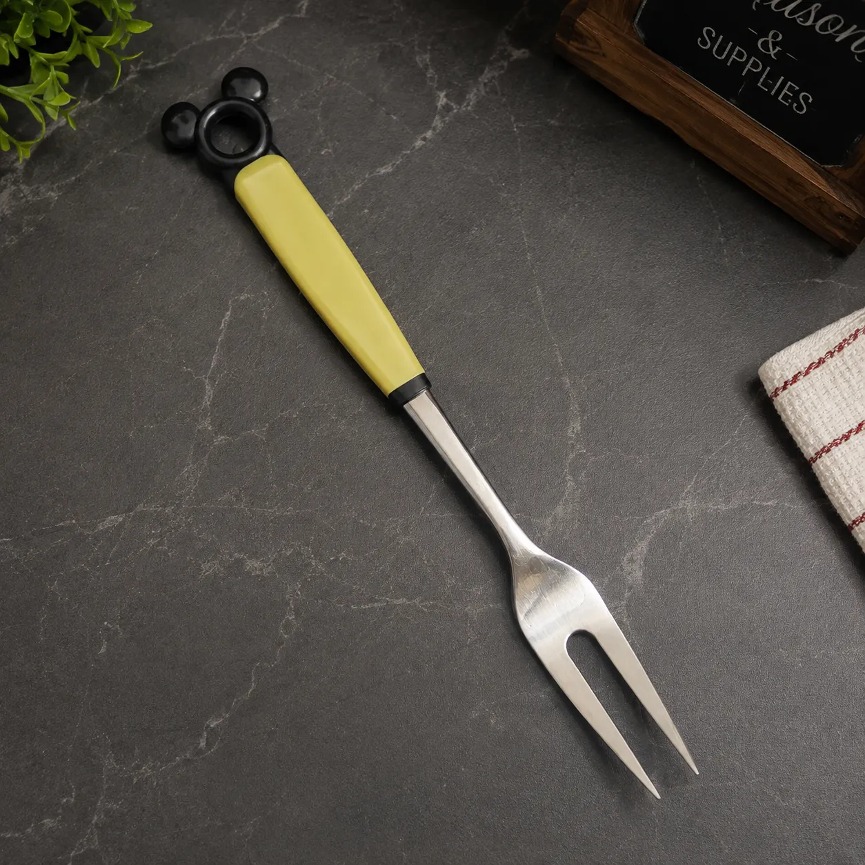 Vintage Disney Avocado Green Serving Fork