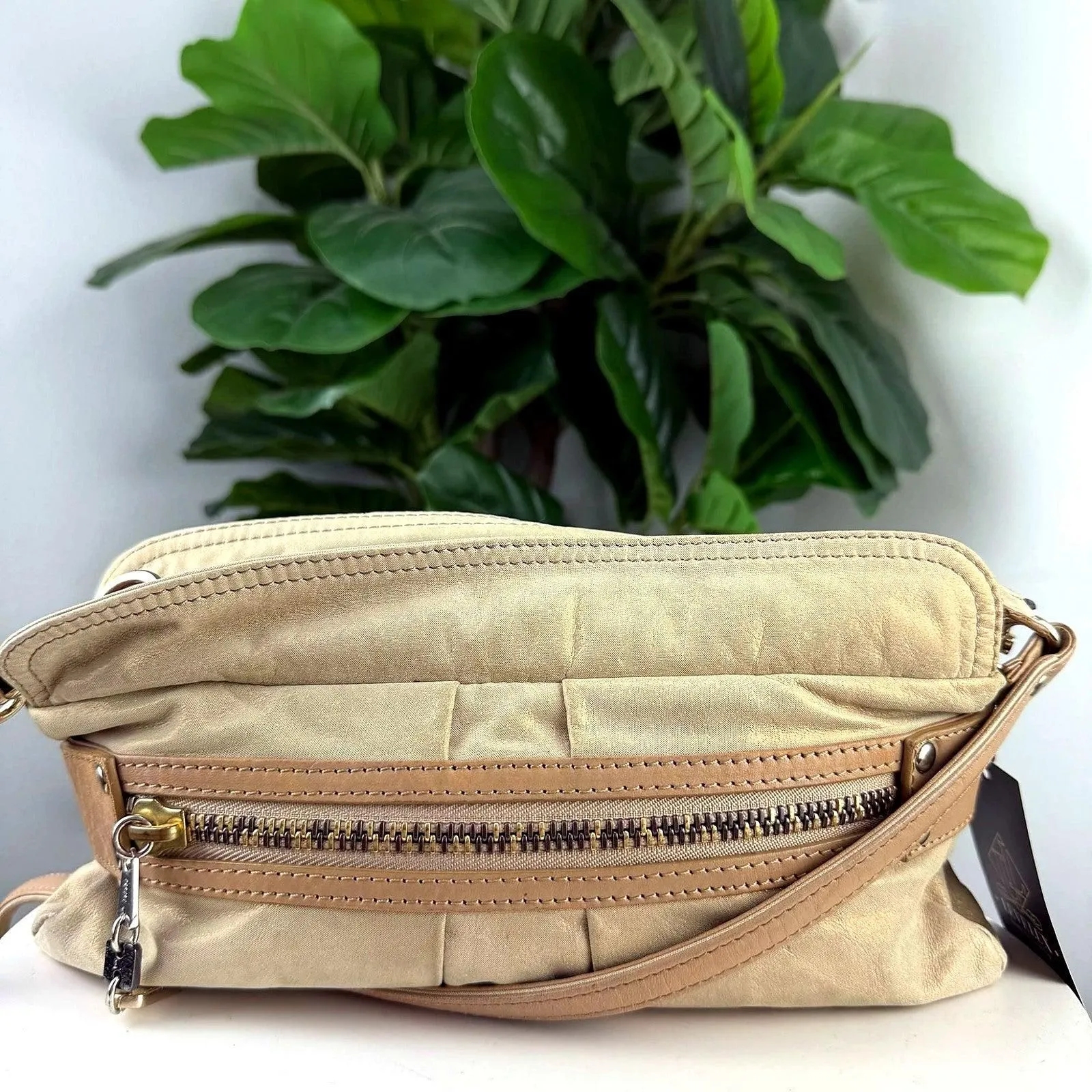 Authentic See by Chloe Gold Metallic Shimmer Fabric Hobo Bag
