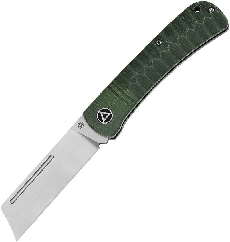QSP Hedgehog Green Micarta Slipjoint 14C28N & Dark Brown Leather Sheath