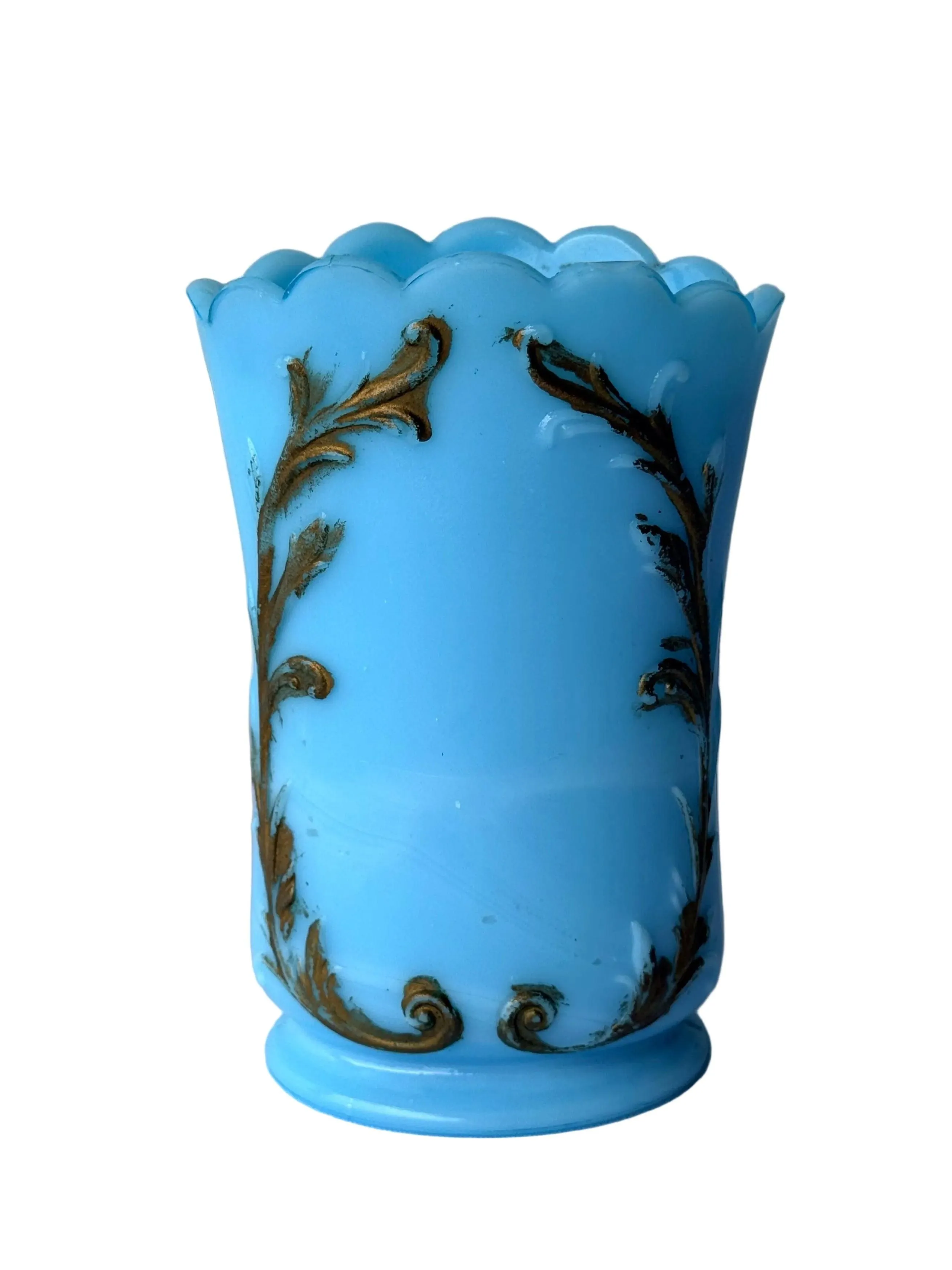 Vintage Blue Opaline Style Vanity Holder, 5”