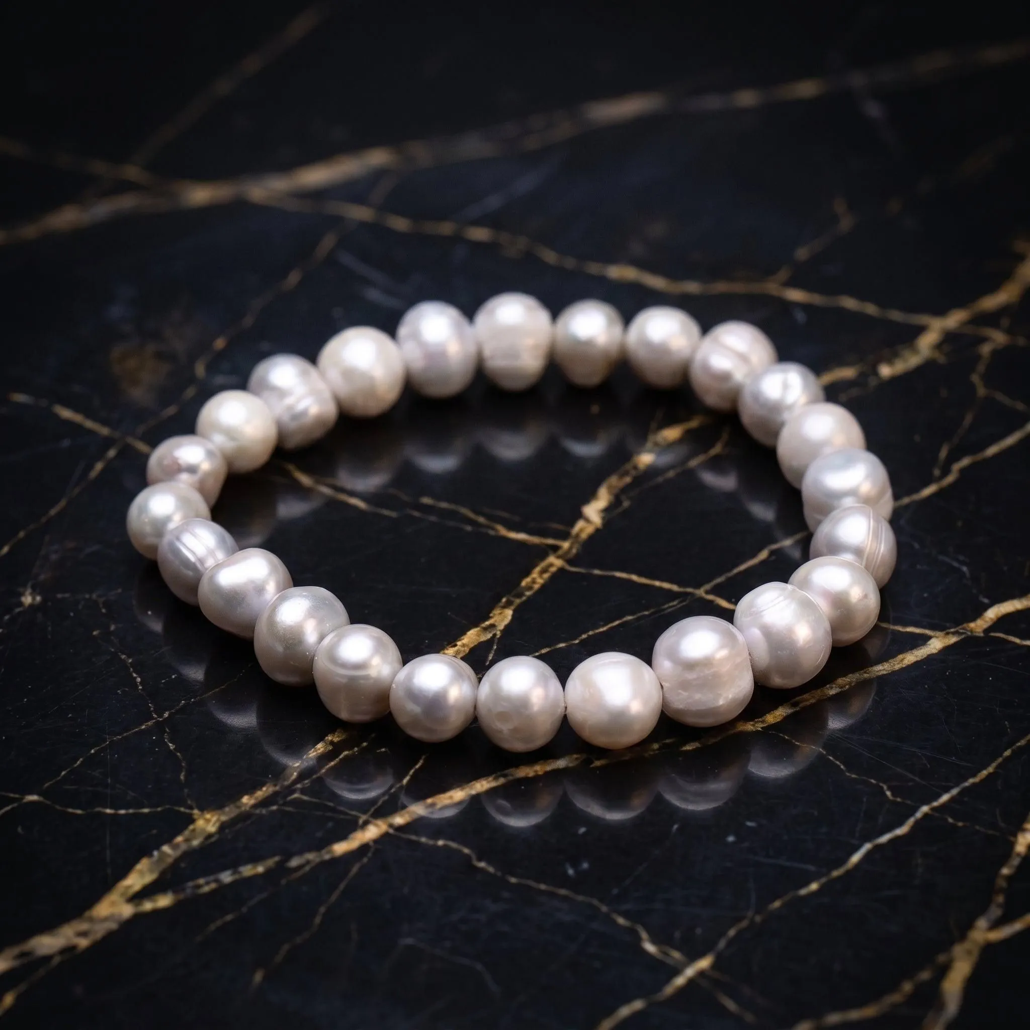 Silver Genuine Fresh Water Pearl Stretch Bracelet Color Treated Stretch