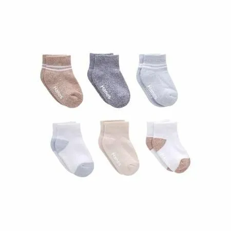 Hanes Pure Comfort Infant/Toddler Boys’ Ankle Socks  Organic Cotton  6-Pairs