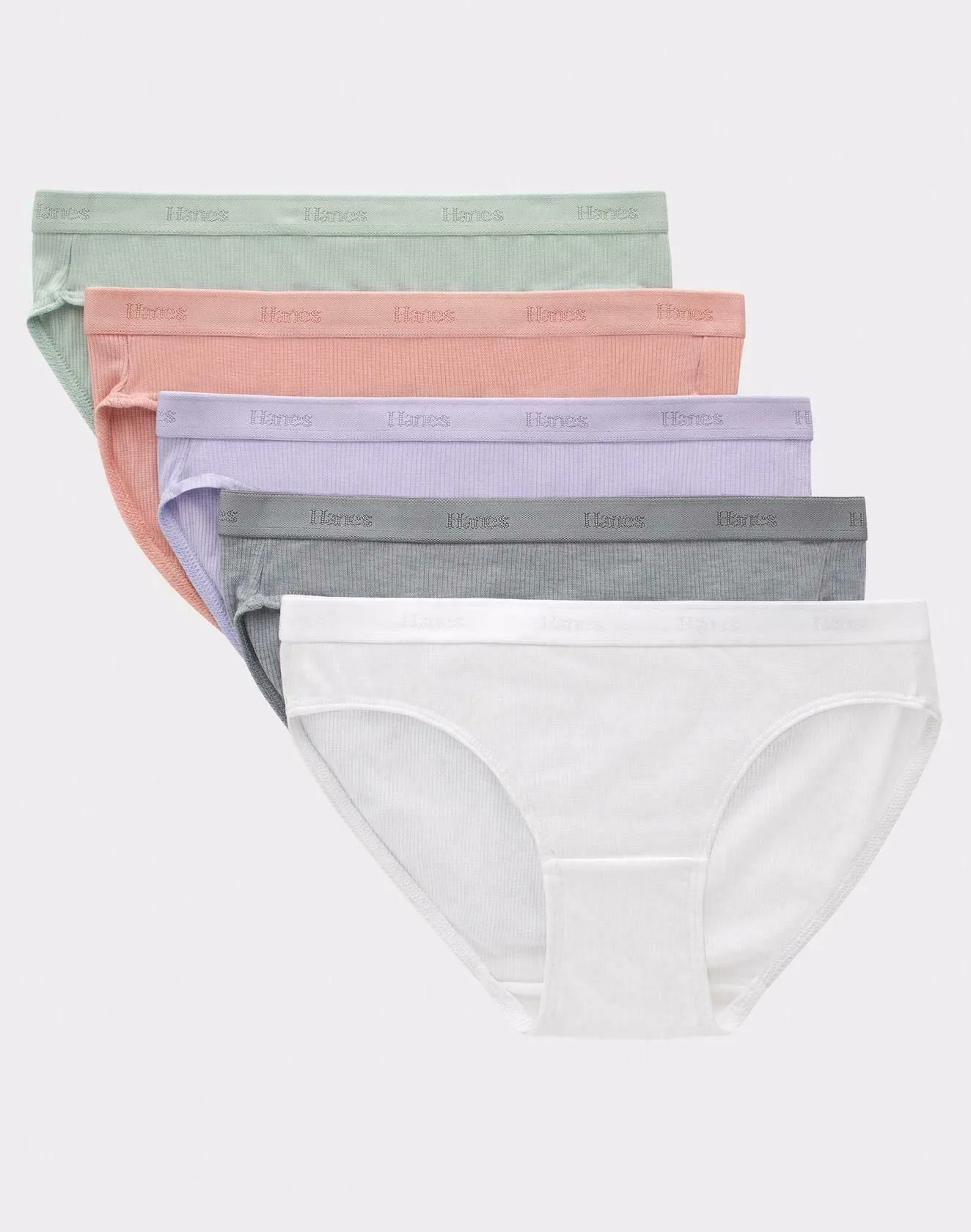 Hanes Originals Girls' SuperSoft Bikini Underwear, 5 Pack Assorted Color Size 14