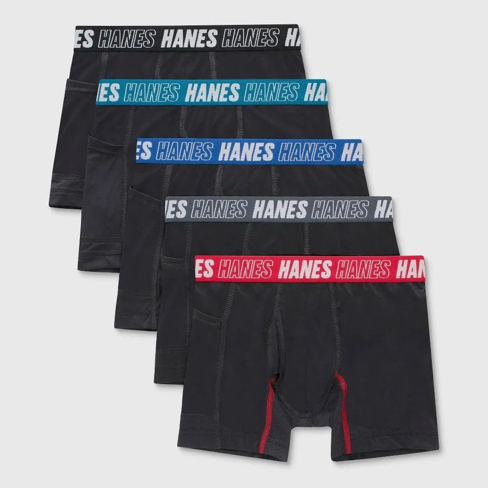 Hanes Boys Boxer Brief Underwear, 5-Pack, Moves Anti-Chafe, Assorted M