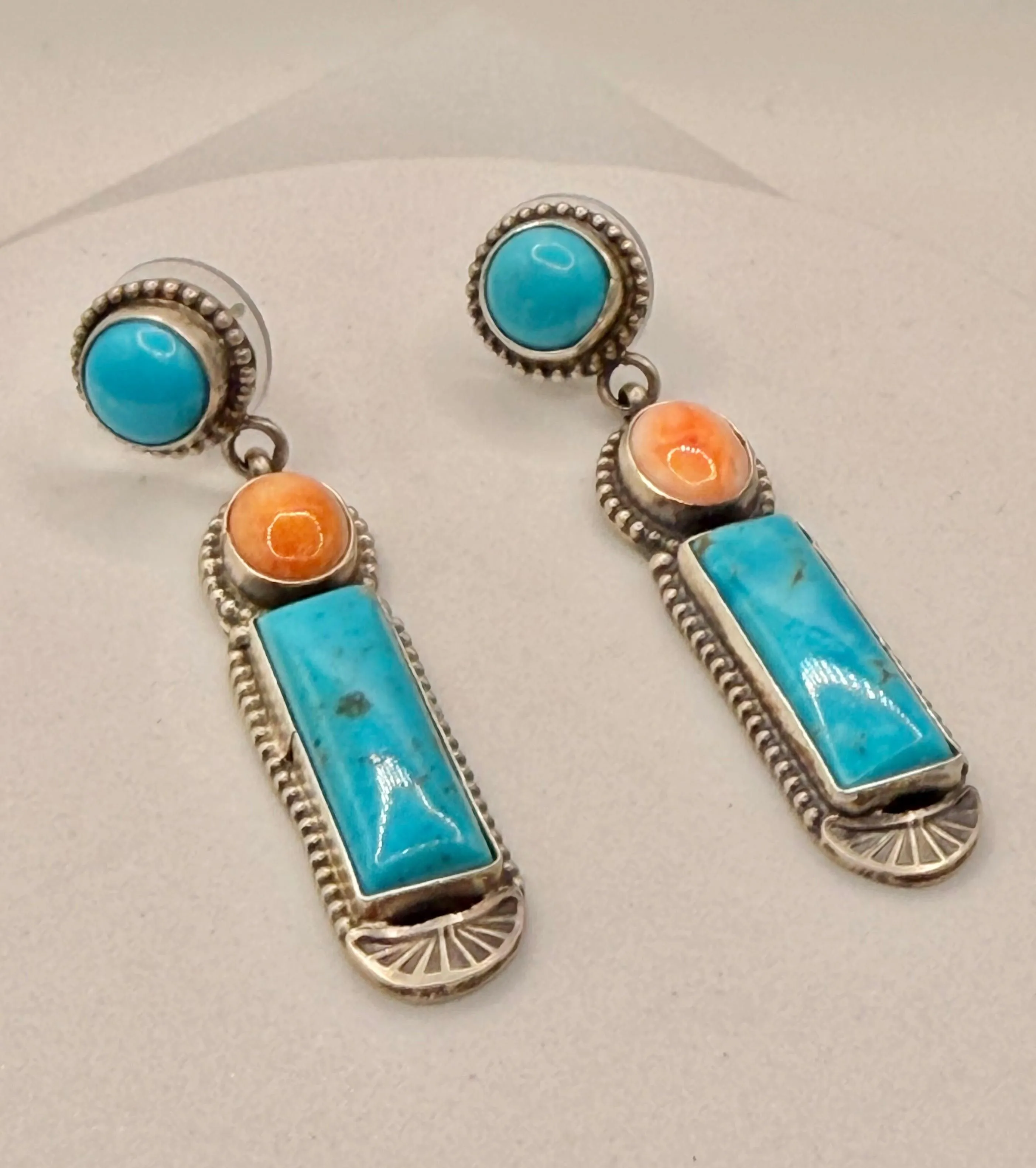 JUSTINE TSO MULTISTONES DANGLE EARRINGS 2" (LL 40)