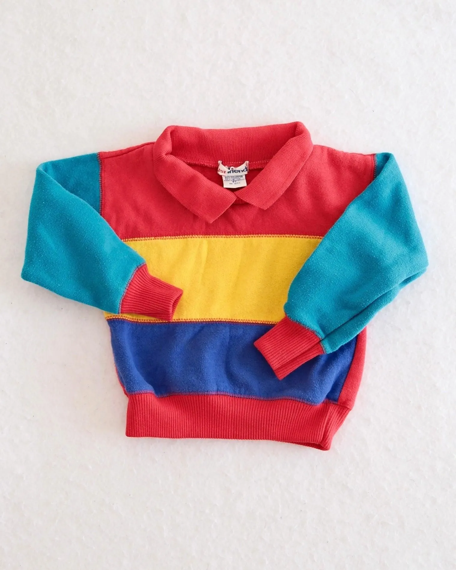 Vintage Just Friends Colorblock Collared Sweatshirt, size 24m?