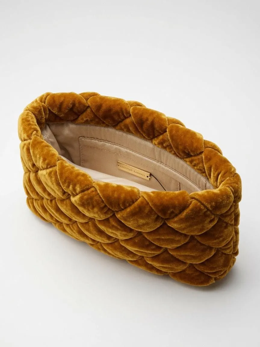 Loeffler Randall Aviva Amber Quilted Velvet Puffy Clutch NWOT MSRP $250
