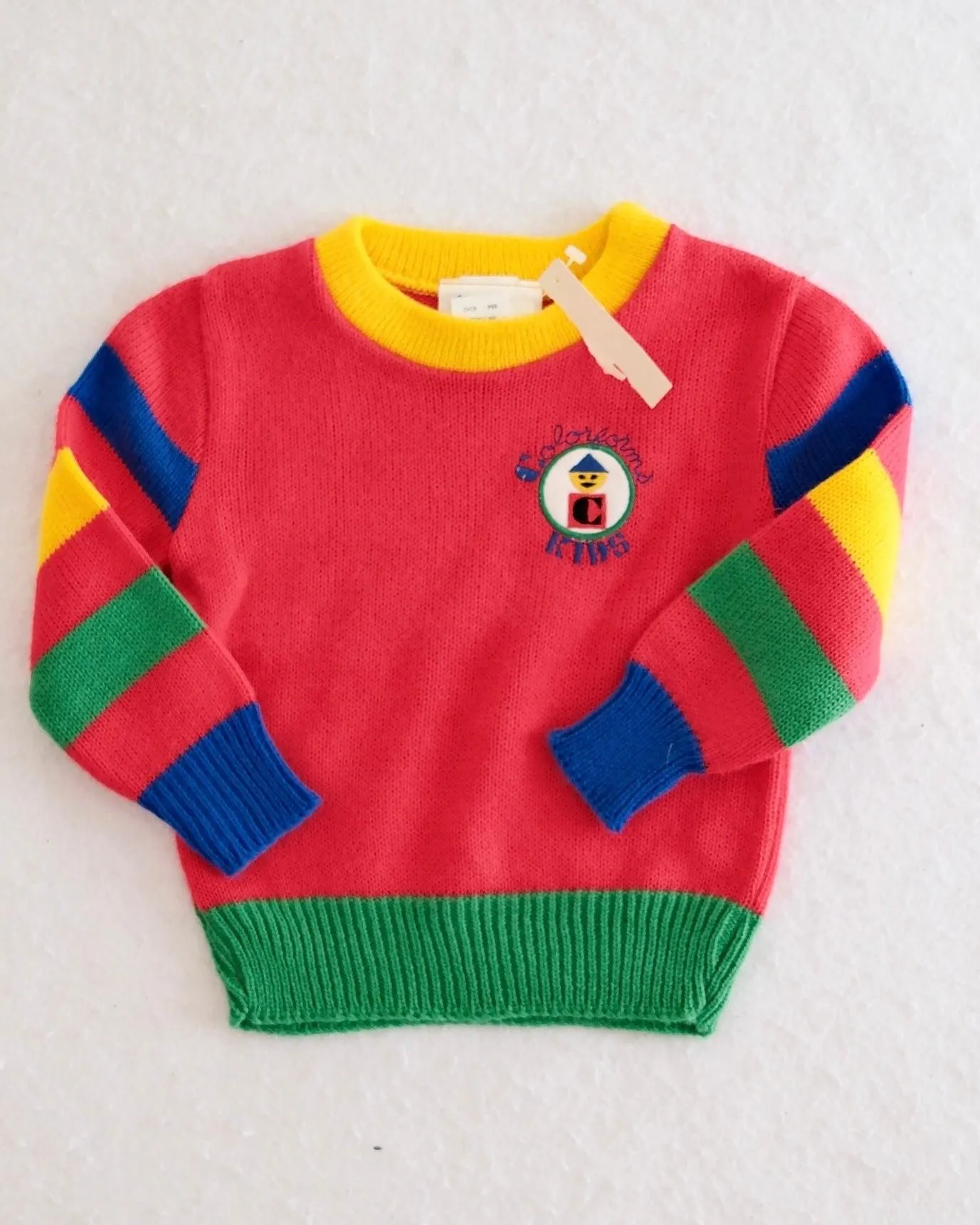 Vintage Colorforms Kids Colorblock Knit Sweater, size 2