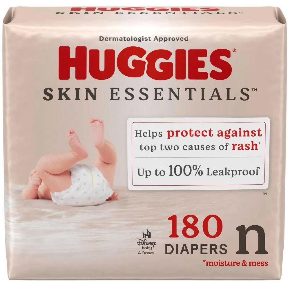 New without Tags - Huggies Skin Essentials Luxury Diapers - Newborn - 180ct