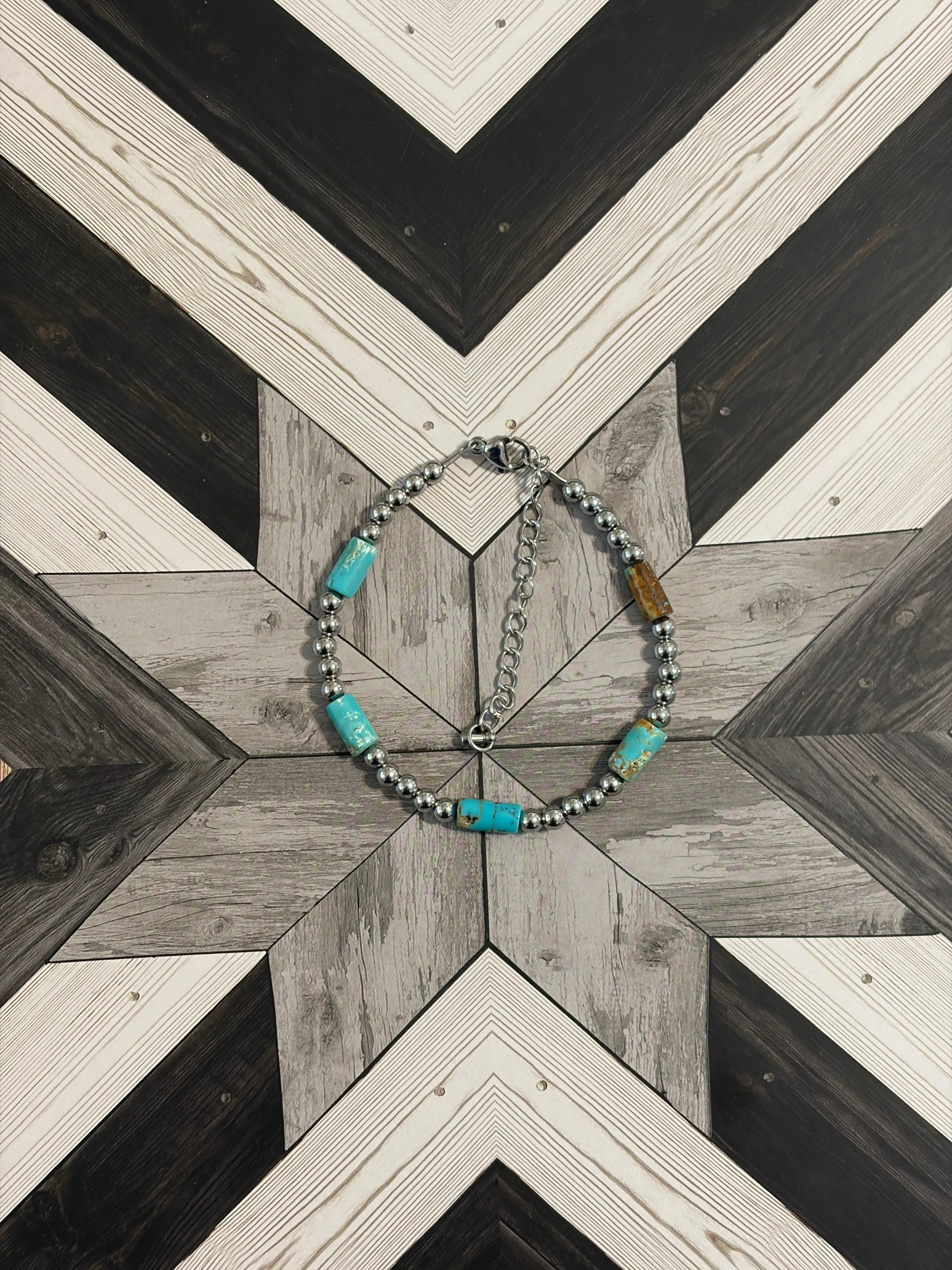 Desert Steel & Kingman Turquoise Bracelet