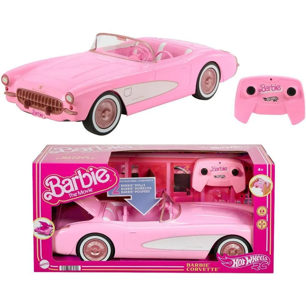 Open-box - Hot Wheels RC Barbie Corvette Remote Control Car Fits 2 Dolls Movie