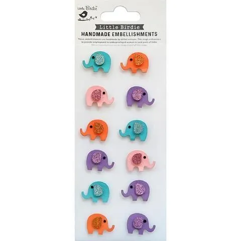 Little Birdie Mini Glitter Elephant Embellishments