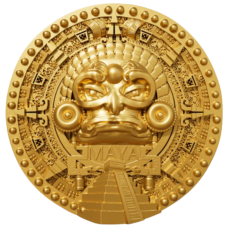 In Stock! 2025 Cameroon Maya 2 oz Silver Coin - Gold Gilded Version!