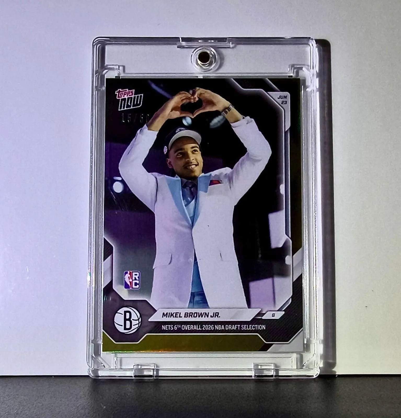 Mikel Brown Jr. Rookie 2026-27 Topps NBA Draft Night Gold Foil 15/50 Card Nets