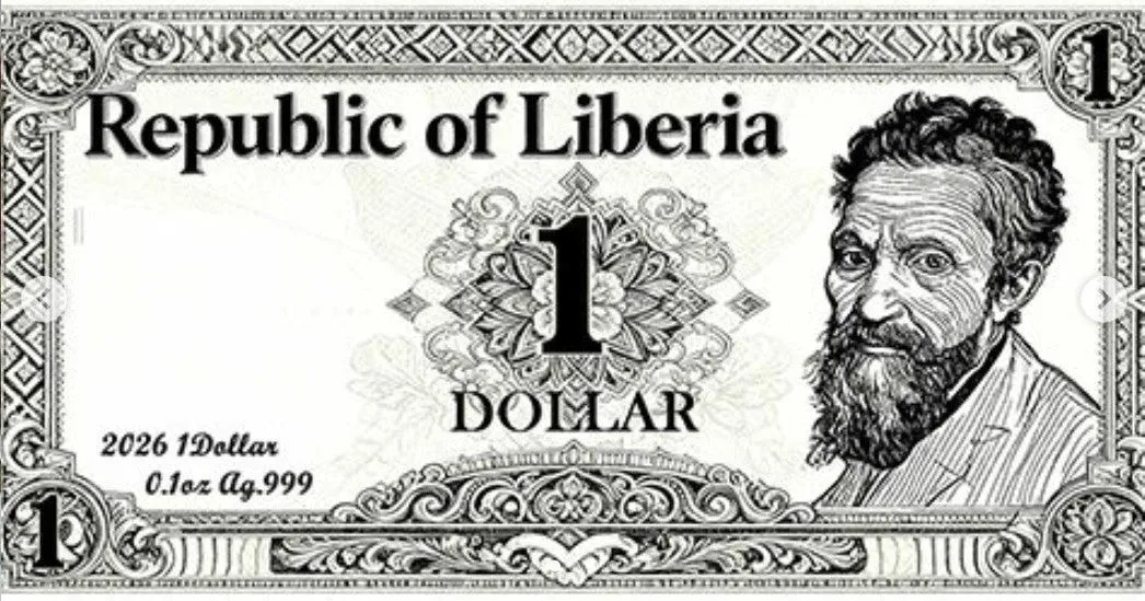 2026 Liberia Creation of Adam 1/10 oz Silver Foil Note