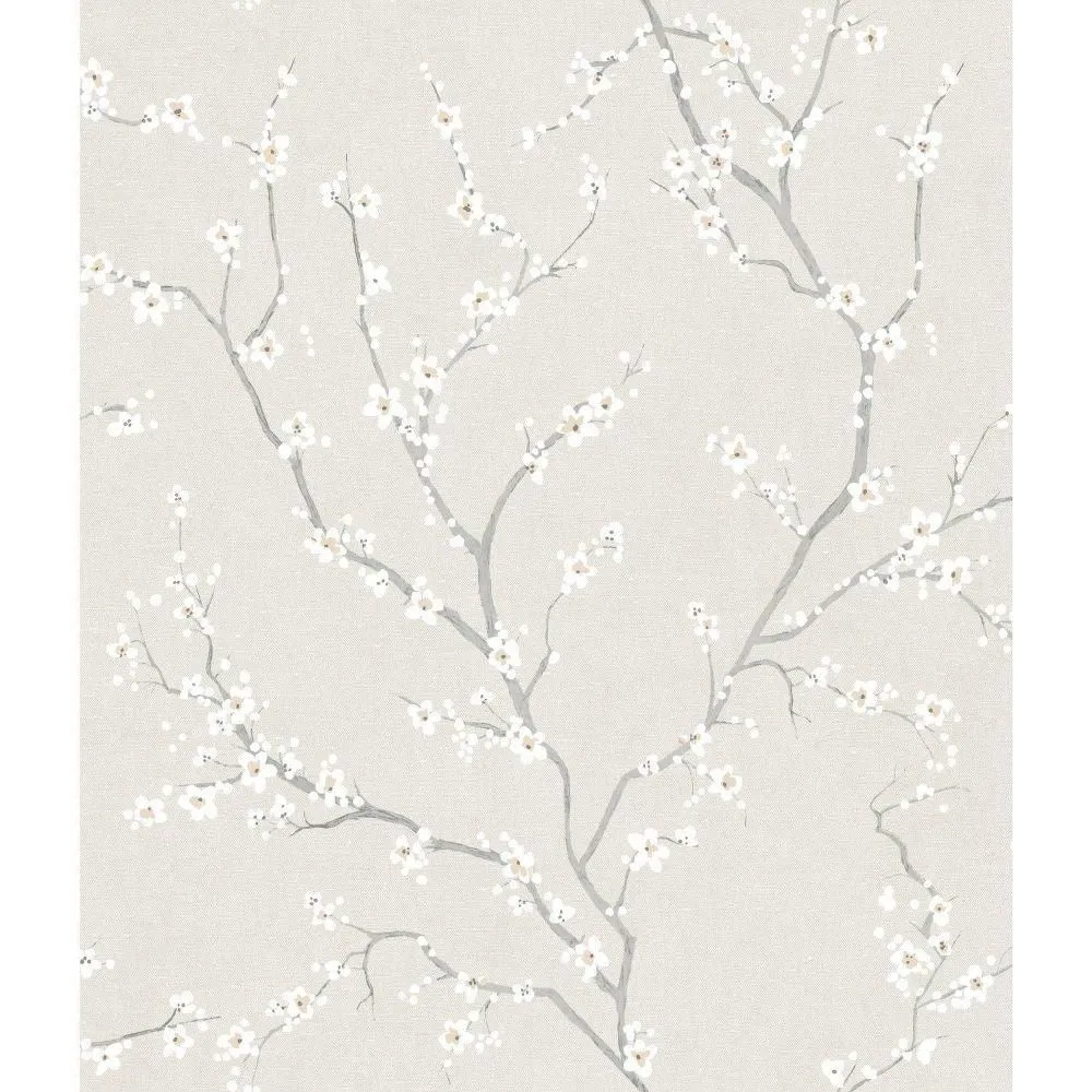 New without box - Size: 28.18 Sq Ft - RoomMates Cherry Blossom Pearl Peel and Stick Wallpaper: Vinyl Self-Adhesive