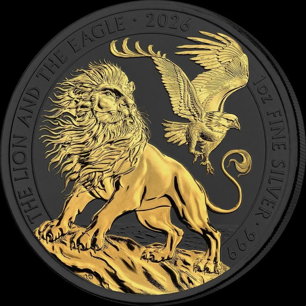 In Stock! 2026 Great Britain Lion & Eagle Golden Enigma Edition 1 oz Silver Coin (04/17)