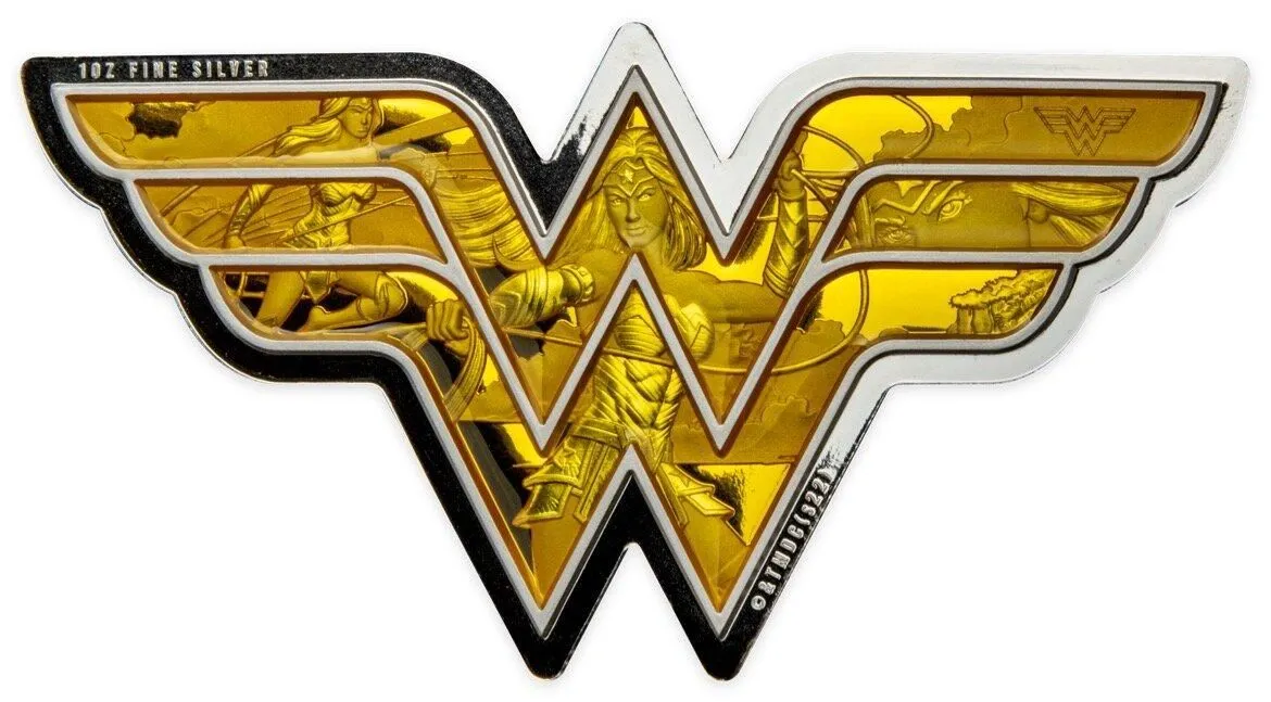 In Stock! 2022 Cook Islands Wonder Woman Logo 1 oz Silver Coin - OMP