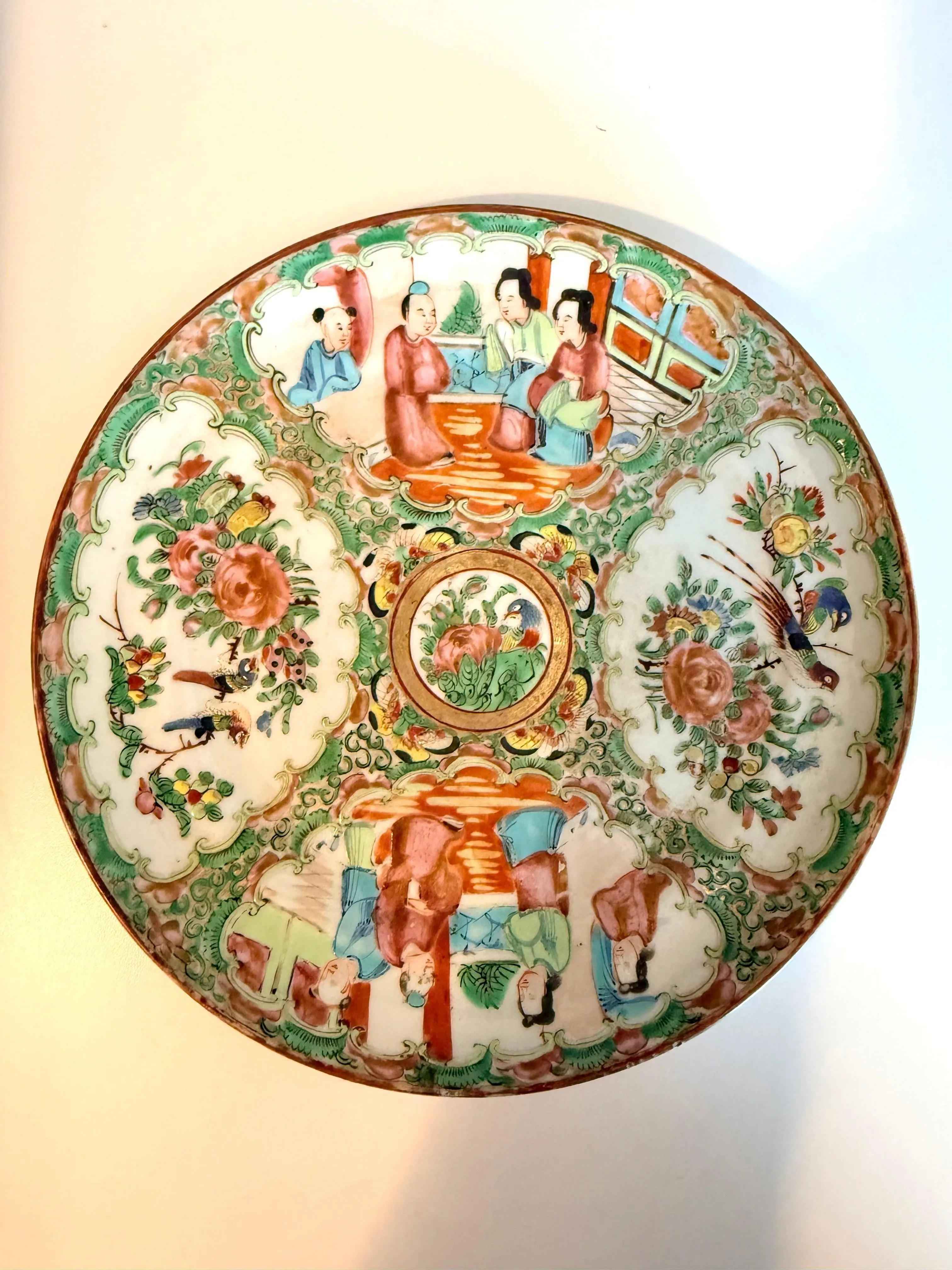 Canton Rose Famille Plate, 9.5”