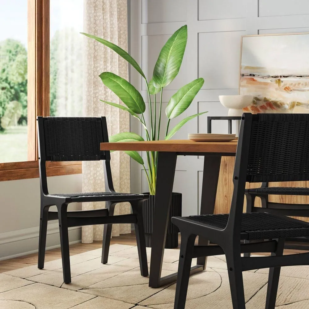 New without box - Ceylon Woven Dining Chair Black (FA) - Threshold: Rubberwood Frame