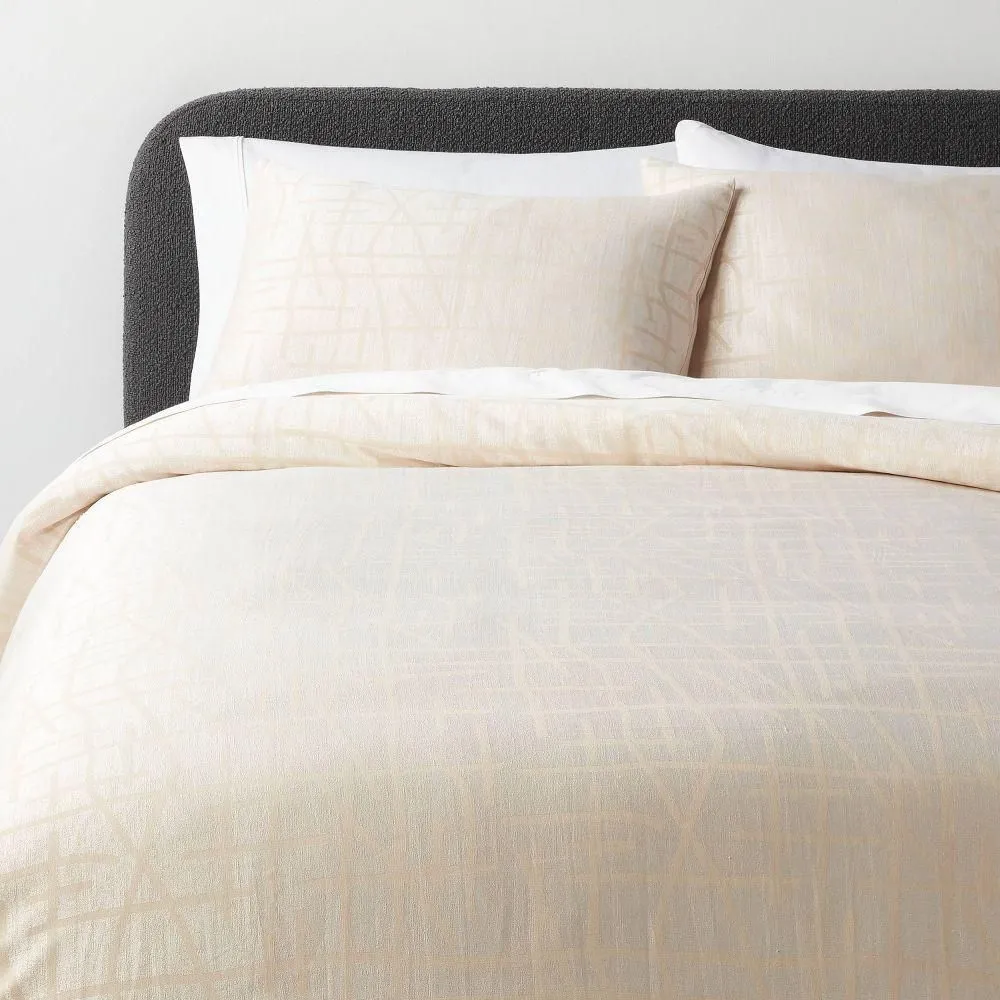 New without box - 3pc King Luxe Jacquard Duvet Cover and Sham Set Off-White - Threshold: