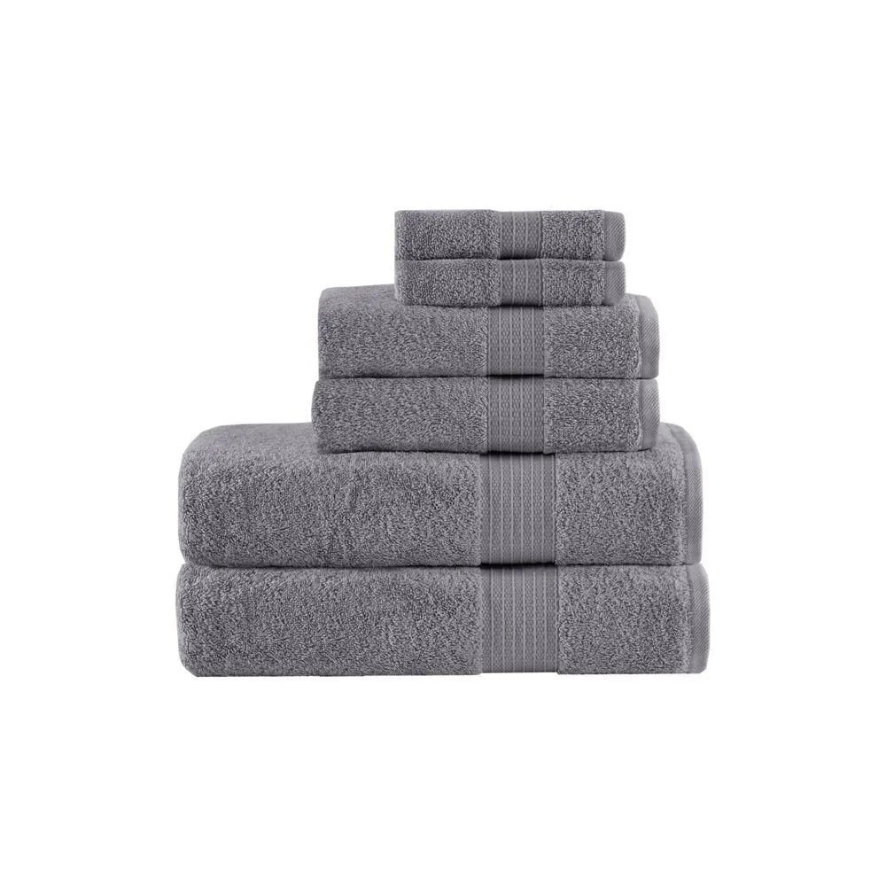 New without box - 6pc Organic Cotton Bath Towel Set Charcoal: Madison Park Heavyweight