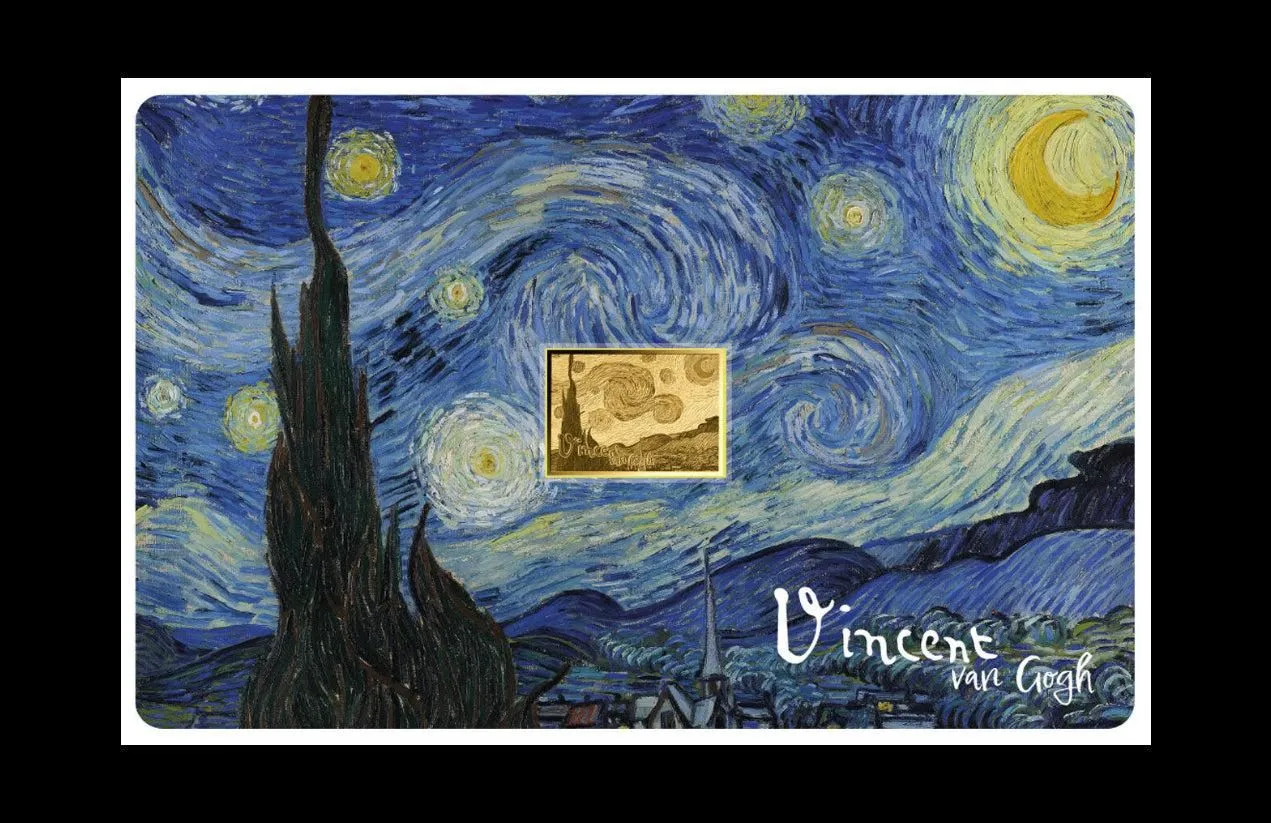 In Stock! Chad Vincent Van Gogh Starry Night 1/1000 oz Gold Coin in Card (03/18)