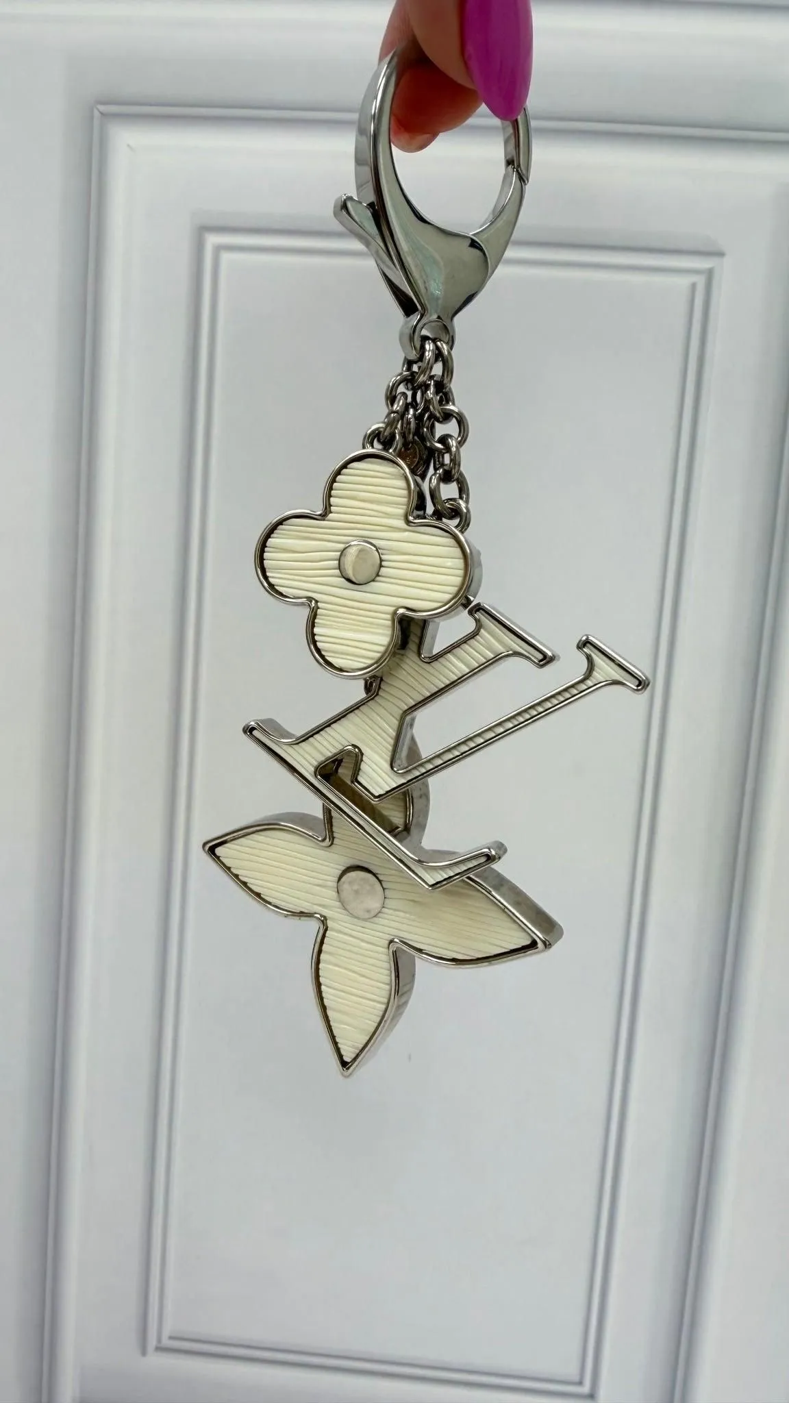 Louis Vuitton White Epi Monogram Keychain / Bag Charm