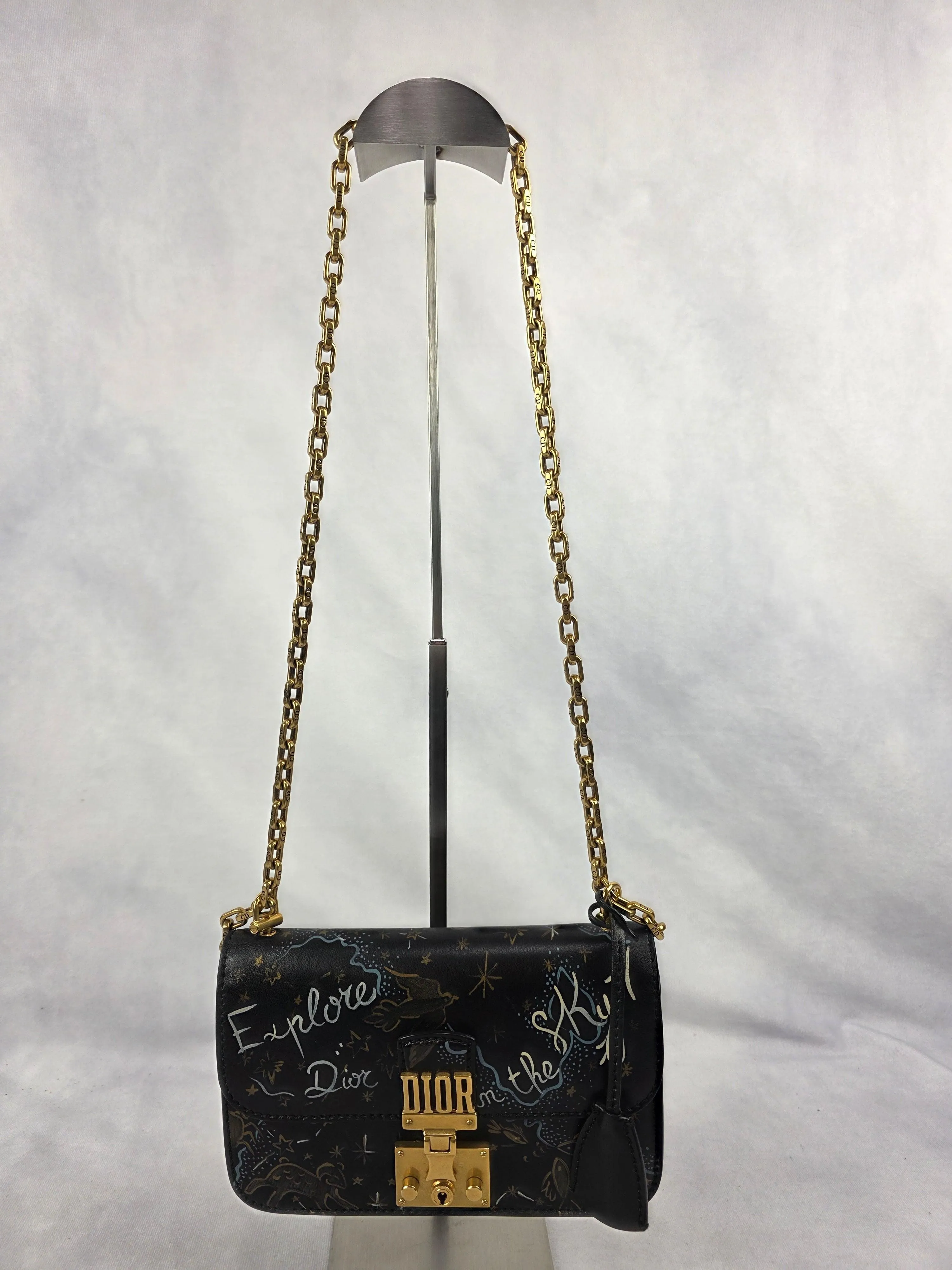 Christian Dior Black Lambskin "Dior In The Sky" Dioraddict Small Flap Bag
