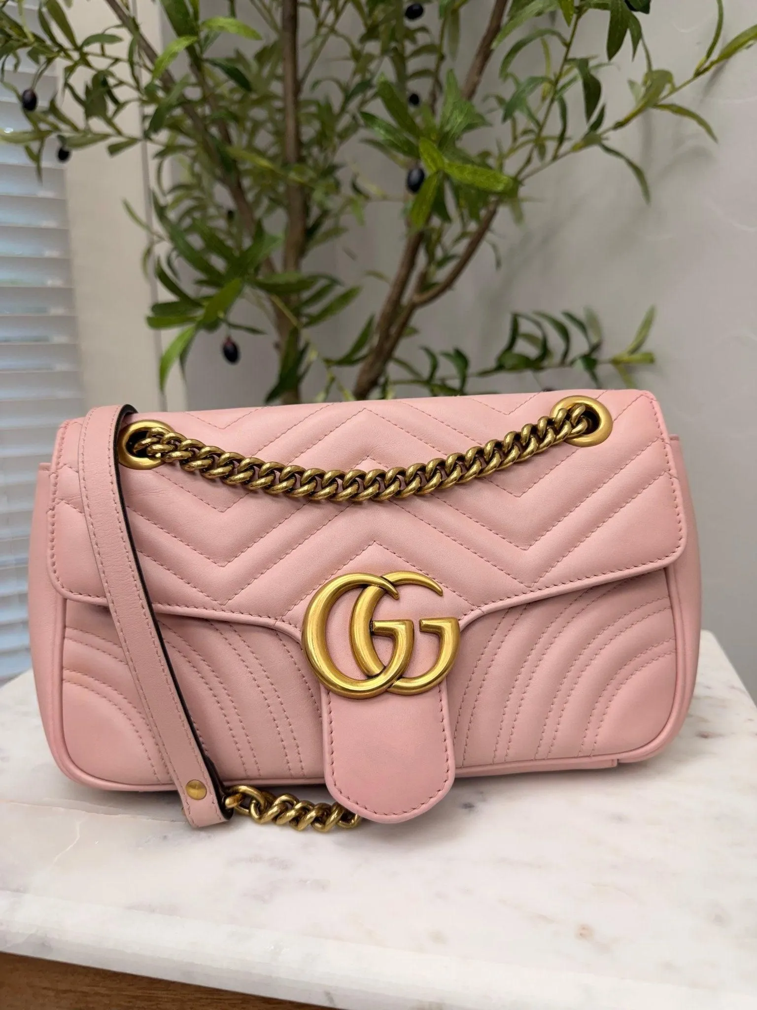 Gucci Pale Pink Marmont Shoulder Bag