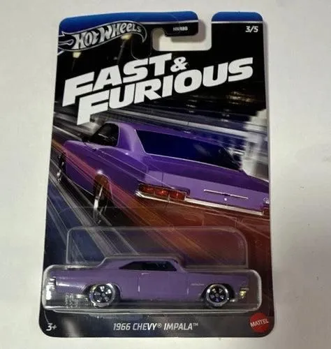 Hot Wheels Fast & Furious 1966 Chevy Impala Purple Diecast Model Car