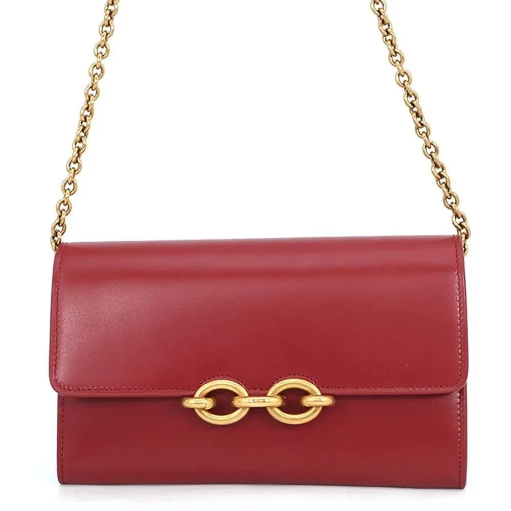 Saint Laurent Le Maillon Chain Wallet - Opium Red