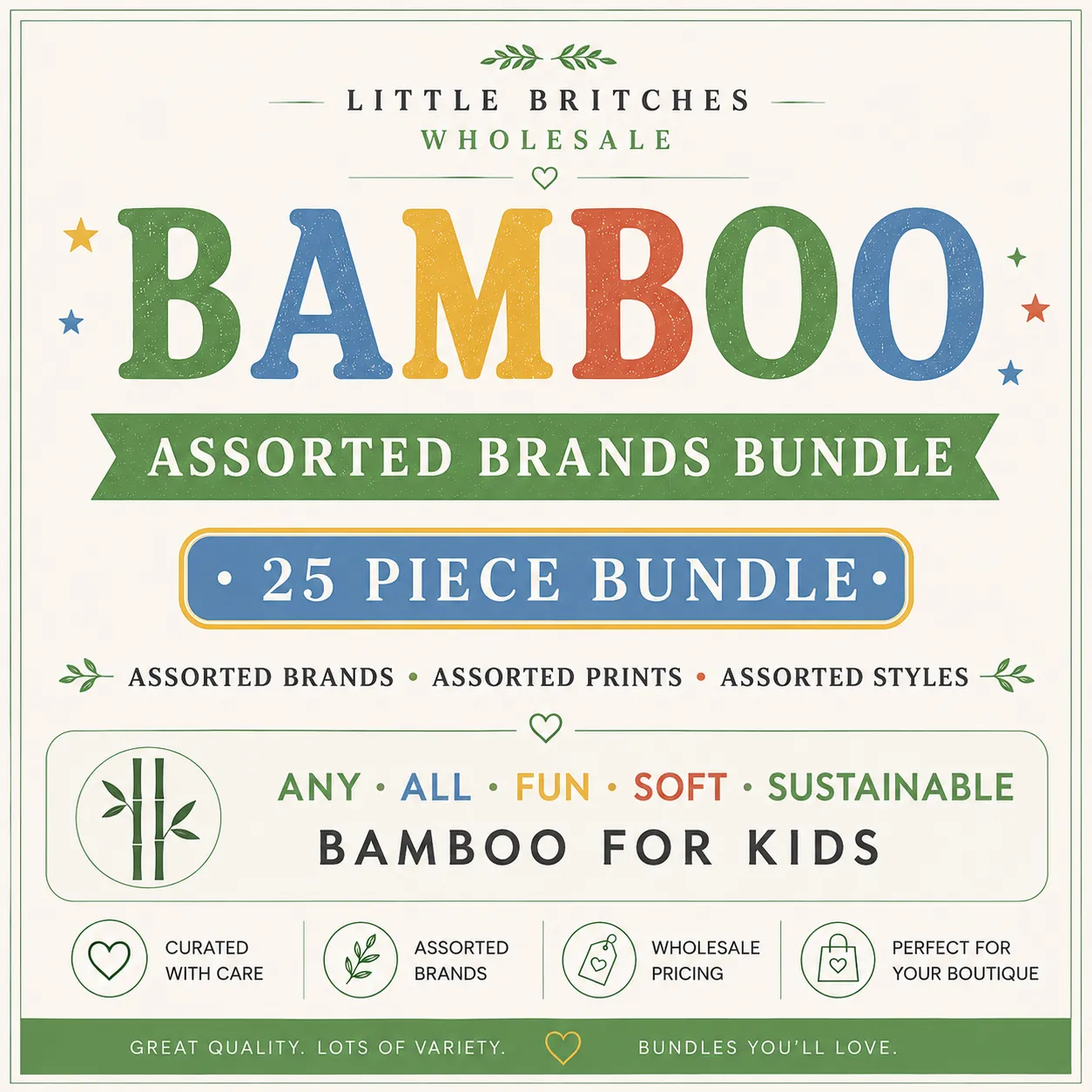 All Brands Children's Bamboo Bundle | 25 Piece Wholesale Assortment