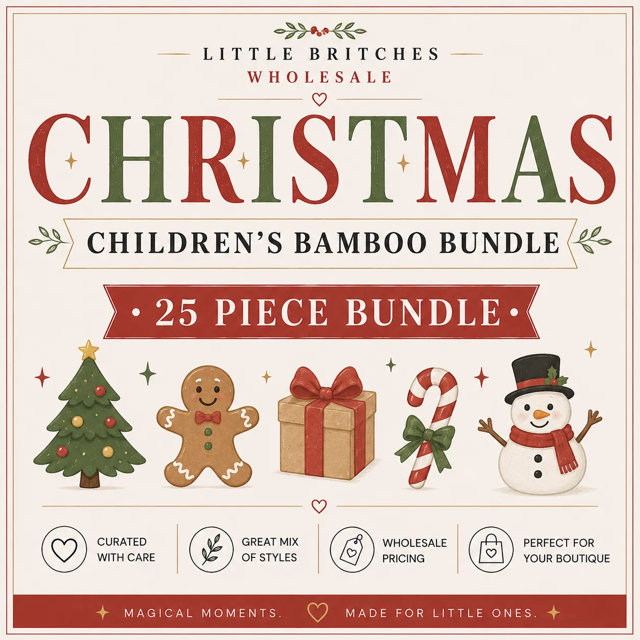 Christmas Children's Bamboo Bundle | 25 Piece Wholesale Assortment